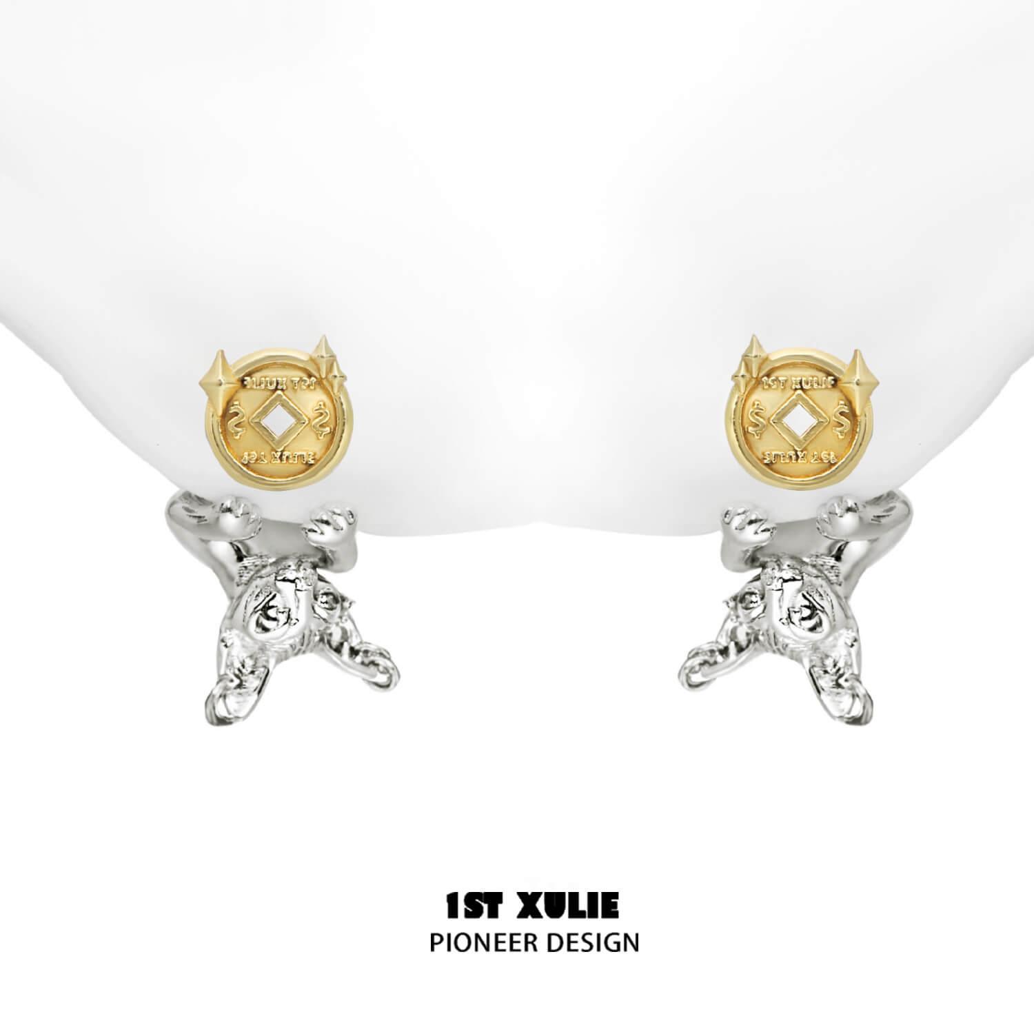 18K Gold Plated Lucky Cat Money Earrings for Women - Fashion Jewelry Gift for Good Luck & Wealth - Perfect for Parties, Dating & Everyday Wear