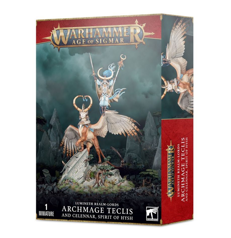 Age of Sigmar Lumineth Realm Lords: Archmage Teclis & Celennar, Spirit of Hysh - Warhammer Miniature for Tabletop Gaming & Collectors