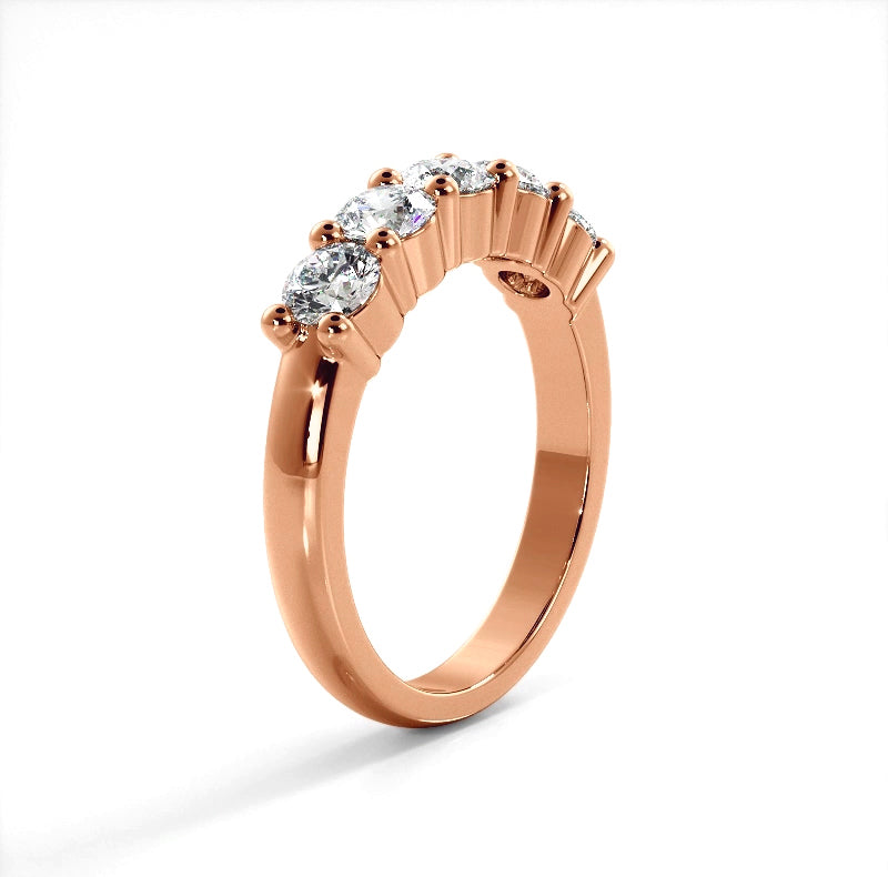 1.25 Carat Round Diamond Five Stone Wedding Band Ring for Women - Elegant Bridal Jewelry for Engagement, Anniversary & Special Occasions