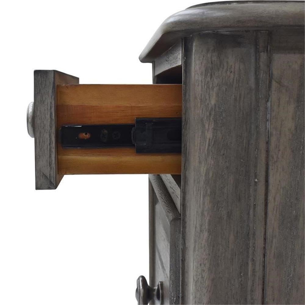 Pemberly Row Contemporary Driftwood Gray Wood 3-Drawer Nightstand - Modern Bedside Table for Bedroom, Living Room & Guest Room Storage