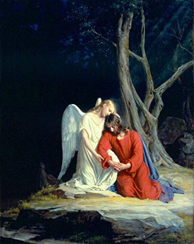 Hand-Painted Christ in Gethsemane by Carl Heinrich Bloch - Religious Oil Painting on Canvas - Catholic Wall Art - Jesus in Sorrow - Size 06 - Perfect for Home Chapel, Church Decor & Spiritual Gift