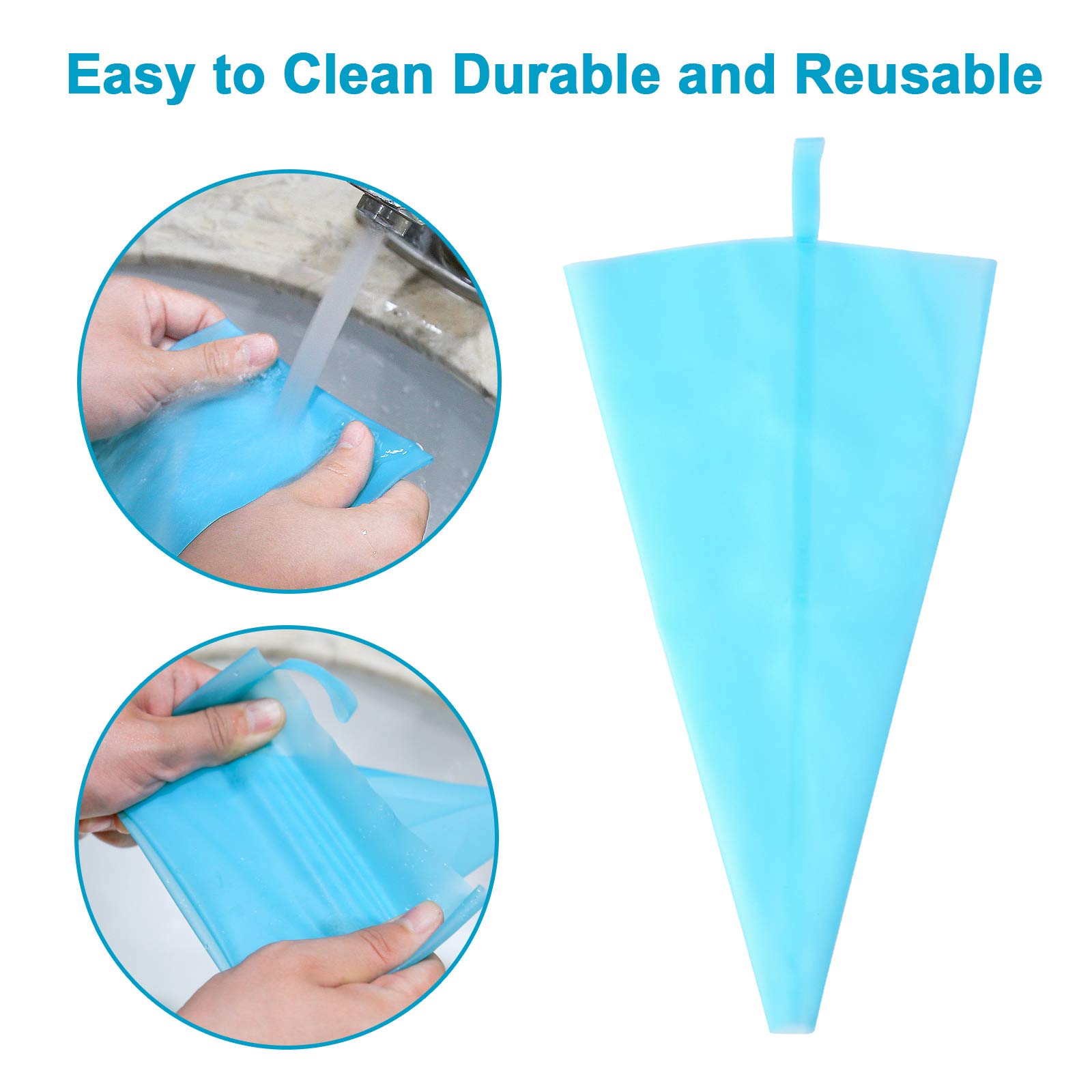 34 Pcs Cake Decorating Kit - Reusable Silicone Icing Piping Bags with 24 Nozzles, 2 Couplers & 3 Scrapers for Baking, Cupcake & Cookie Decorating | Professional Pastry Tools for Home Bakers & Wedding Cakes