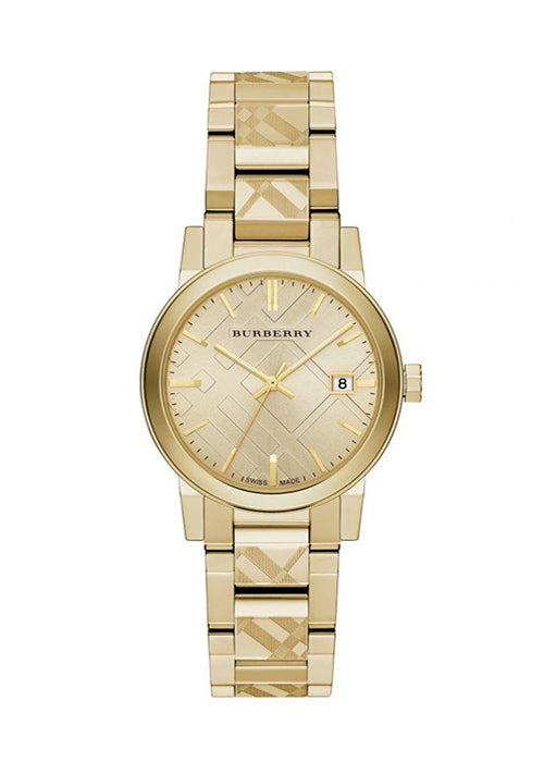 Burberry The City Engraved Check Watch BU9145 for Women - Elegant Stainless Steel Timepiece with Signature Check Pattern, Perfect for Office, Parties & Everyday Wear