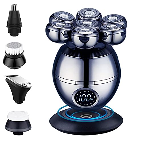 7D Electric Head Shaver for Bald Men - Waterproof Floating Razor with 7 Independent Cutters, LCD Display & Multifunction Trimmer | Perfect for Travel, Gym & Daily Smooth Shaving