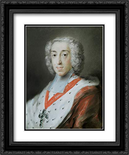 Elector Clemens Augustus of Cologne - 20x24 Black Ornate Framed Museum Art Print by Rosalba Carriera with Double Matting | Baroque Portrait Artwork for Home Decor, Office Wall Art & Gift Ideas