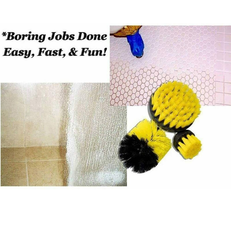 Multi-Surface Power Scrubber Cleaning Kit (3-Piece Set) - Electric Cleaning Brush for Bathroom, Kitchen, Tile, Grout & Car Detailing - Rechargeable Deep Cleaning Tools with 3 Brush Heads