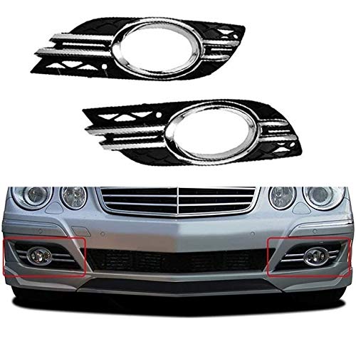 Chrome Trim Fog Light Grill Cover Set for Mercedes-Benz E-Class W211 (2007-2009) - Red Car Front Radiator Grille Accessories | Enhances Style & Protection for Night Driving & Off-Road Adventures