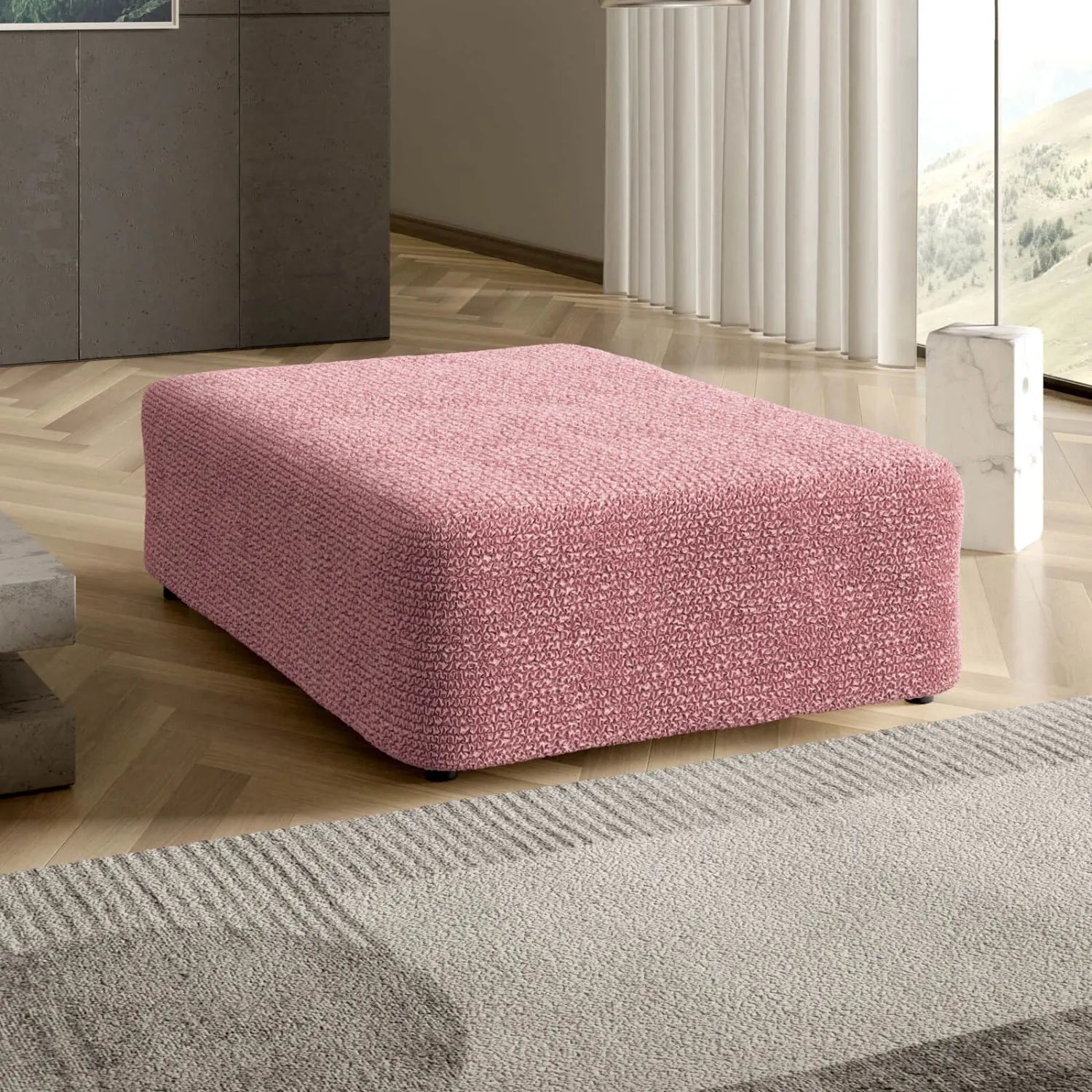 Large Ottoman Slipcover - Microfiber Collection for Living Room, Bedroom & Home Decor | Washable & Durable Furniture Cover
