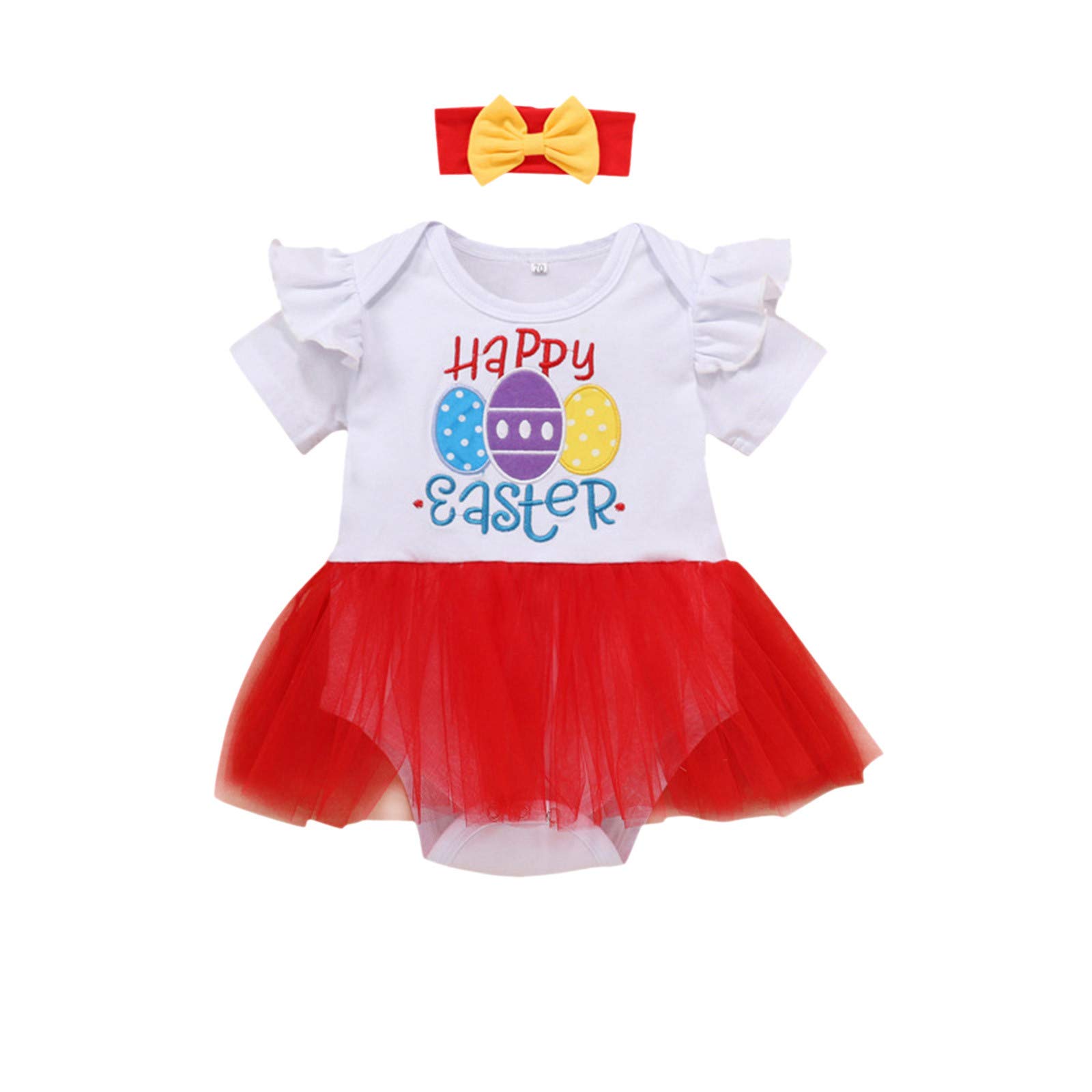 Newborn Baby Outfits for Boys & Girls - Easter Egg Letter Fly Sleeve Romper Tutu Princess Set | Perfect for Easter Photos, Birthday Parties & Special Occasions