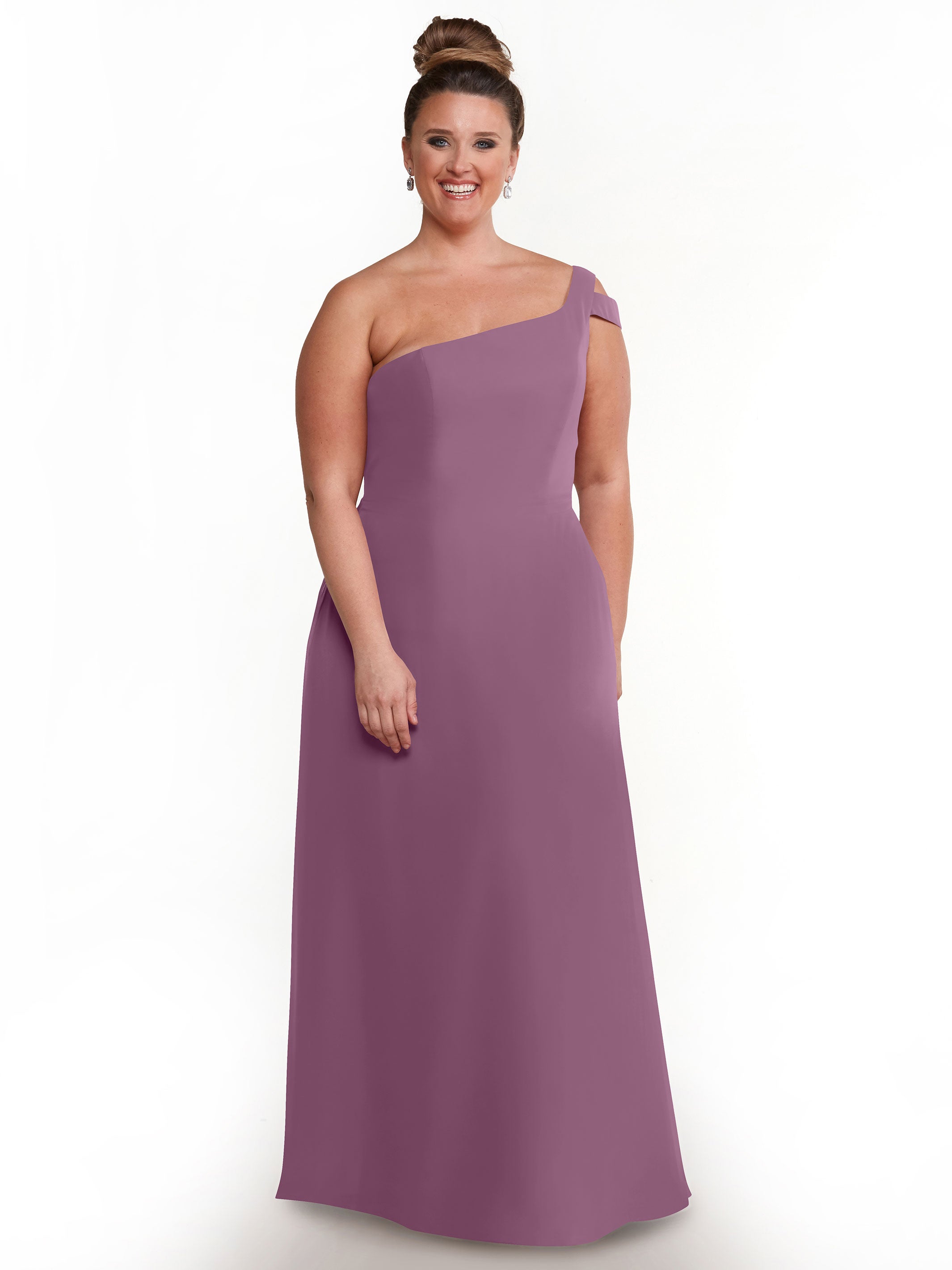 Elegant 80139 Chiffon A-Line One Shoulder Bridesmaid Dress with High Slit - Perfect for Weddings, Prom & Formal Events