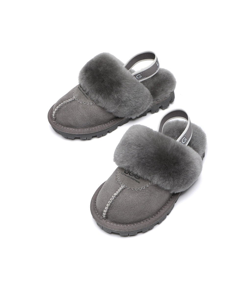 Kids' Banded Scuff UGG Slippers - Warm Fuzzy House Shoes for Boys & Girls | Cozy Indoor & Outdoor Wear for Winter, Home, School