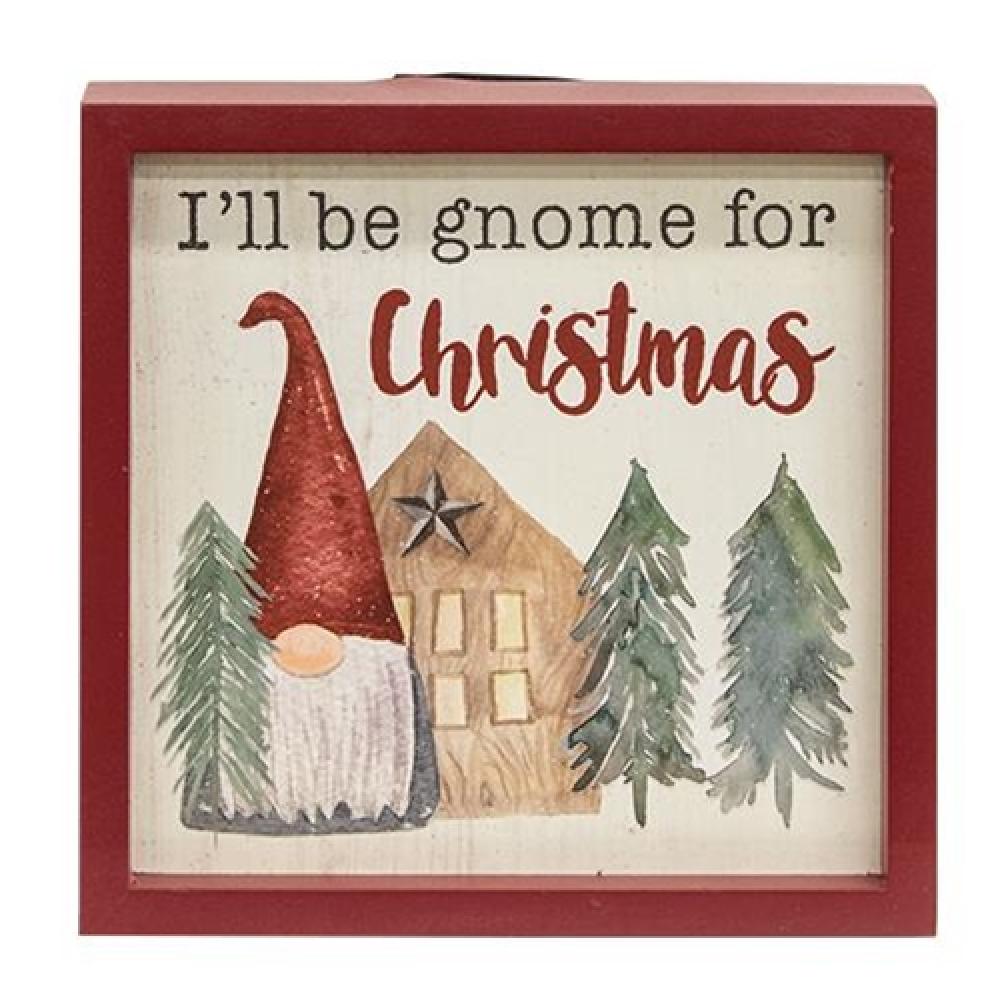 Christmas Gnome Framed Sign with Easel Stand - Festive Holiday Home Decor for Christmas Tree, Mantel, or Entryway