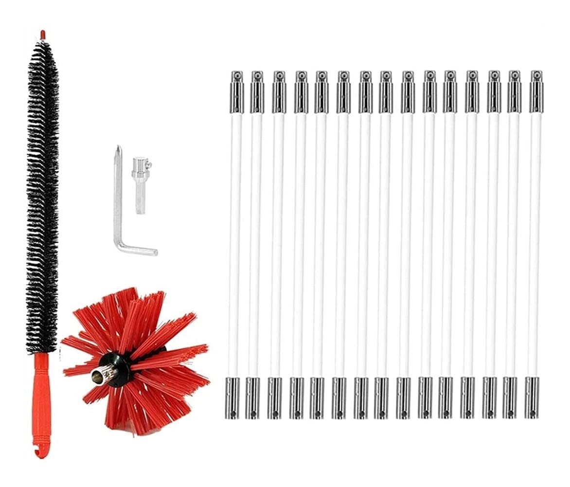 NC Chimney Sweep Kit - Professional Dryer Vent Cleaning Brush Set with Flexible Rotating Rods for Fireplace & Chimney Maintenance | Perfect for Home Fire Safety & HVAC System Care