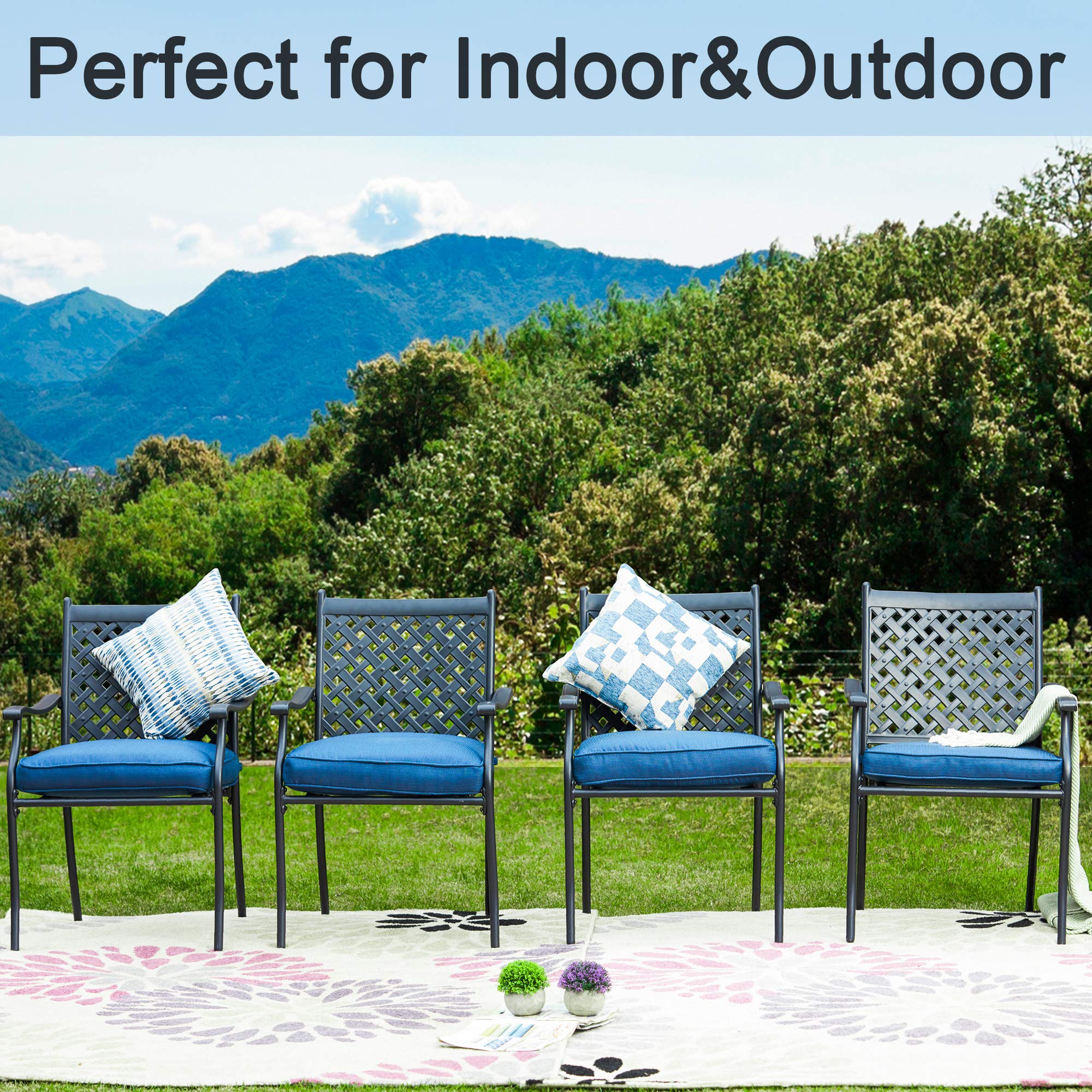 **PatioFestival 4-Piece Outdoor Dining Chairs Set - Steel Frame with 3.1