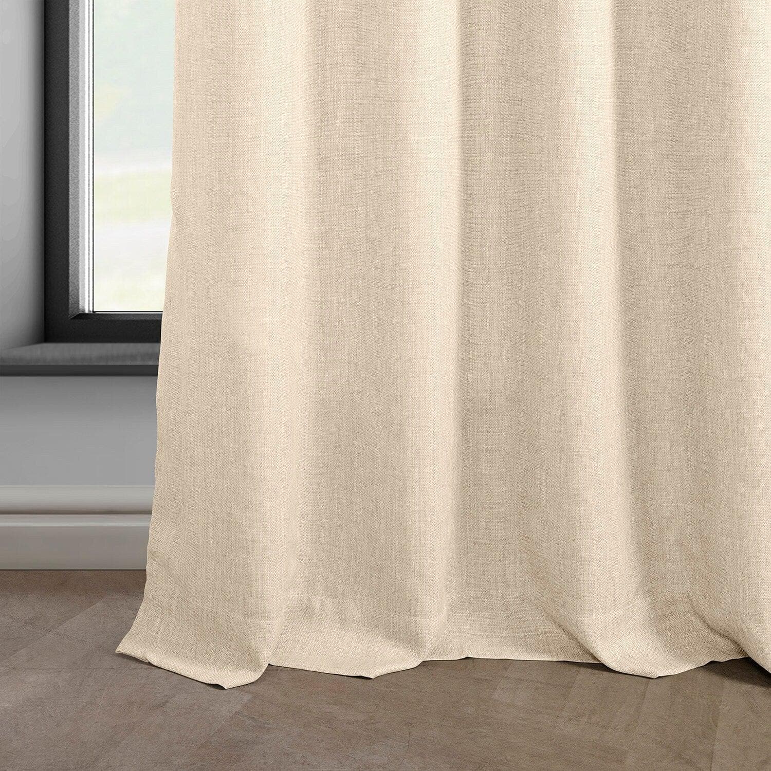 Parchment Cream Grommet Blackout Curtains - Italian Faux Linen Window Drapes for Bedroom & Living Room - Light Blocking Thermal Insulated Panels for Home Decor