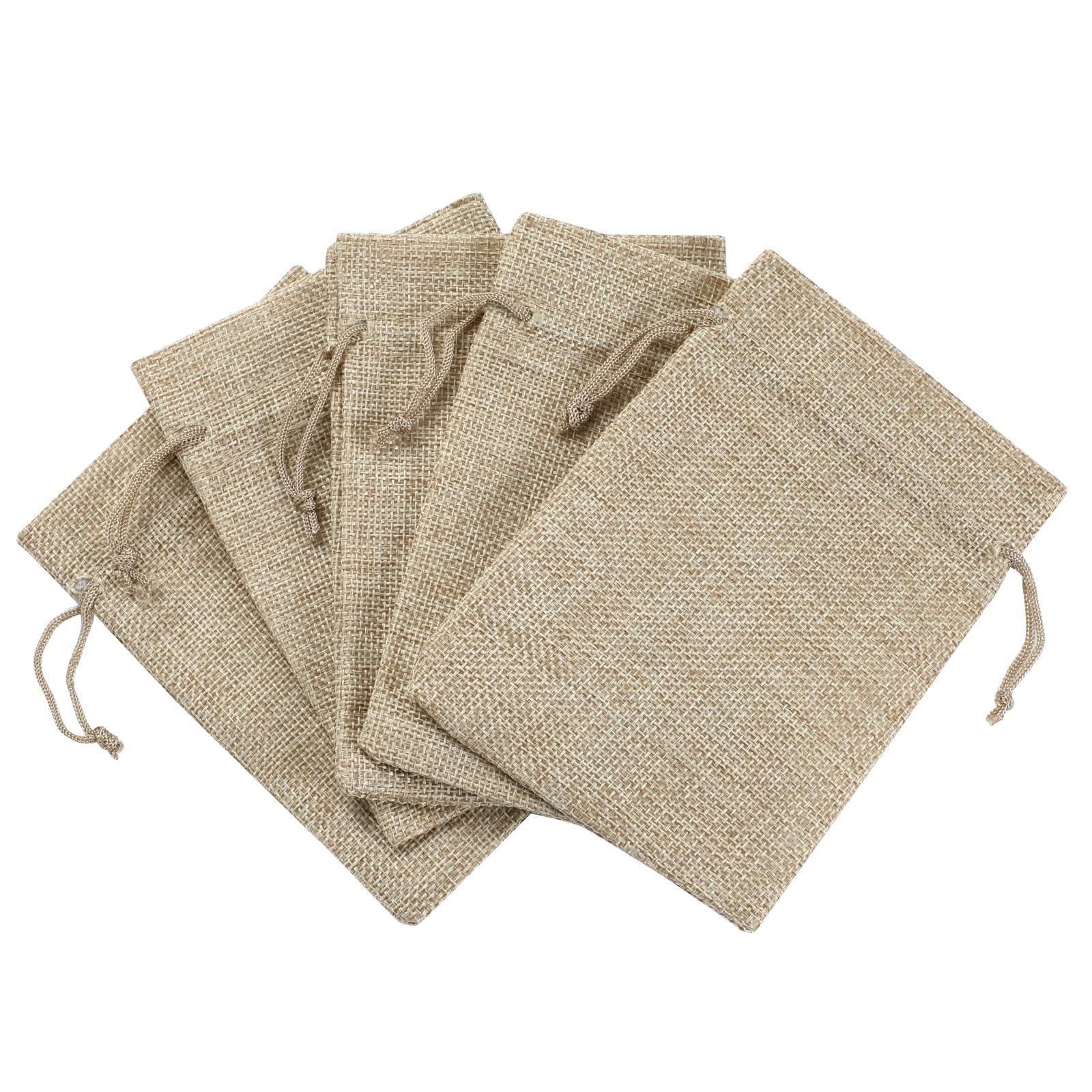 DRQ 5x7 Burlap Drawstring Bags - 30 Pack Natural Jute Favor Sacks for Christmas Gifts, Birthday Party Favors, Wedding Decorations & Home Storage - Eco-Friendly Gift Wrapping & Craft Supplies for DIY Projects