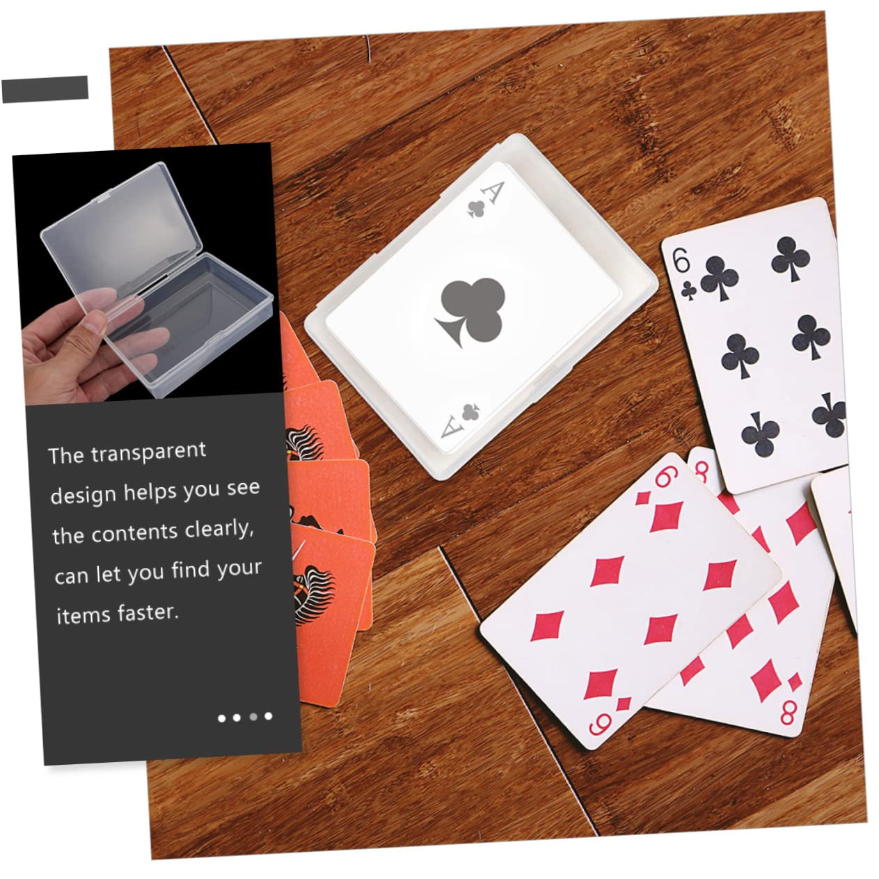 WHAMVOX 8Pcs Clear Playing Card Storage Boxes - Empty Poker Card Cases for Decks & Trading Cards - Card Organizers with Dividers - Perfect for Game Nights, Card Collecting, and MTG/Pokémon TCG Storage