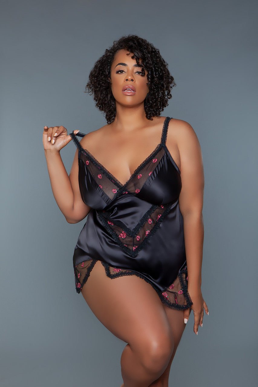 BeWicked Women's Sexy Lace Babydoll Nightie - Black Lingerie for Valentine's Day & Romantic Nights (Style 2246P) | Perfect for Bridal Shower, Honeymoon & Special Occasions