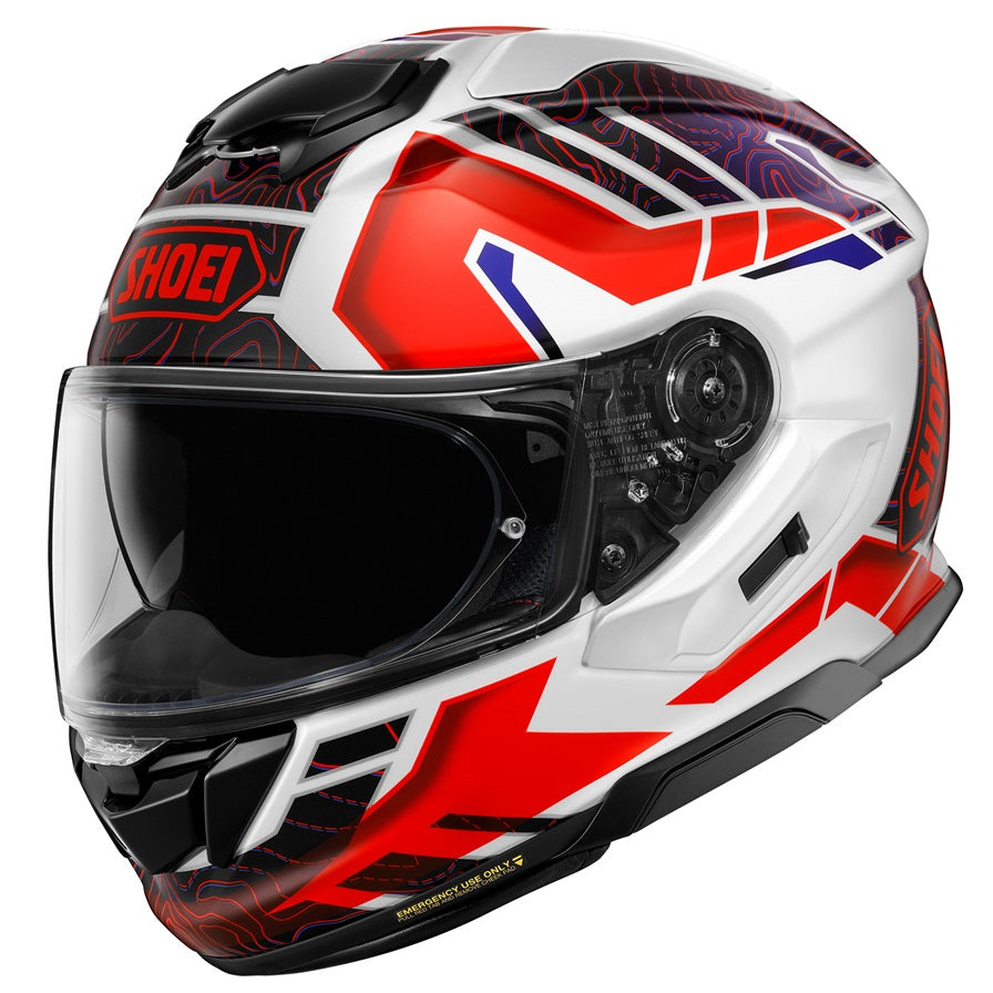 Shoei GT Air 3 Motorcycle Helmet - Hike Red/White/Blue - DOT & ECE Certified - Lightweight & Aerodynamic for Touring & Long Rides - Perfect for Highway Cruising & Adventure Motorcycling
