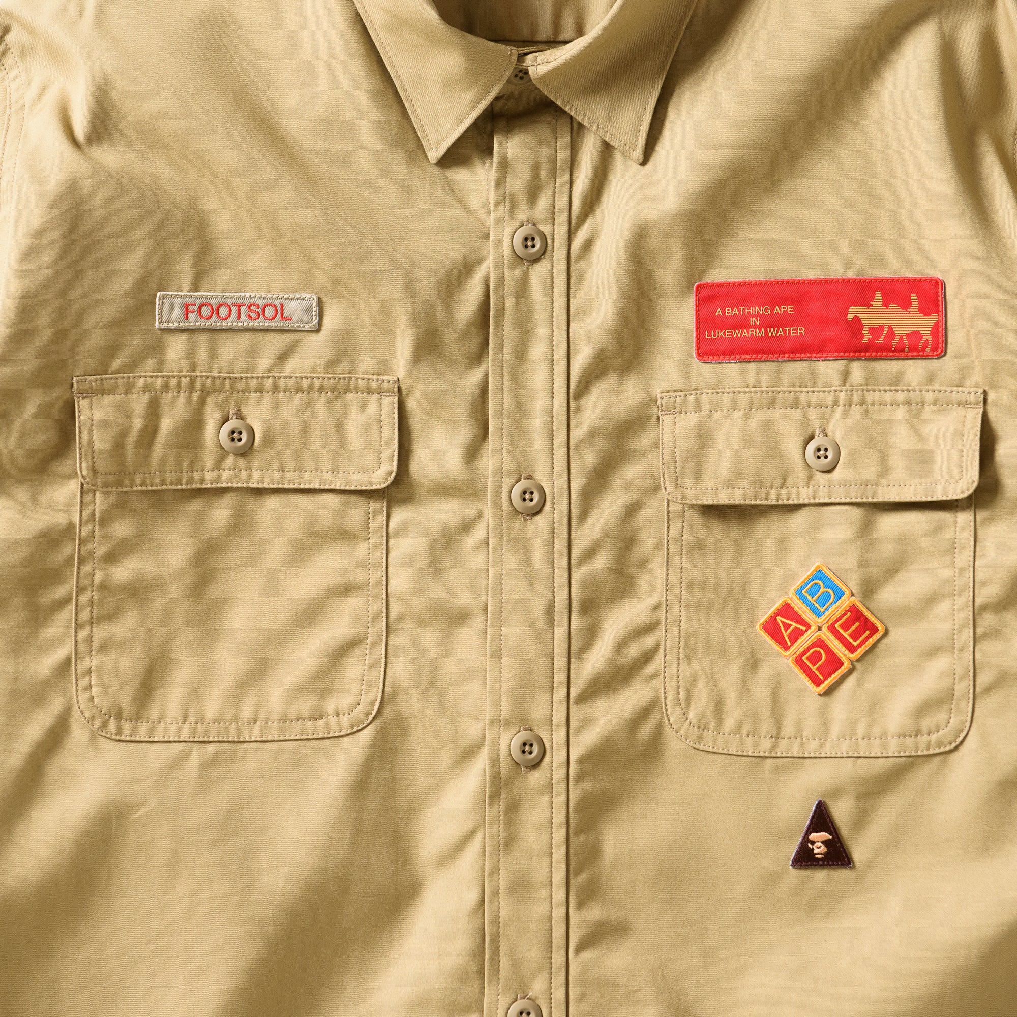 Bape Boyscout Relaxed Fit Shirt for Men - Beige Casual Streetwear Tee | Perfect for Urban Fashion & Street Style Outfits
