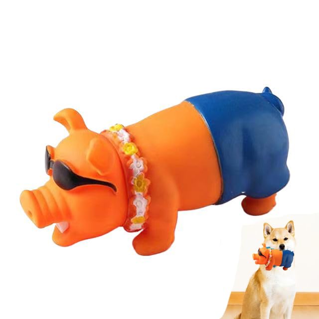 Durable Squeaky Pig Dog Toy for Playful Pups - Fun Orange Swimming Pig Chew Toy for Small & Medium Dogs - Perfect for Indoor Play, Outdoor Fetch & Training Rewards