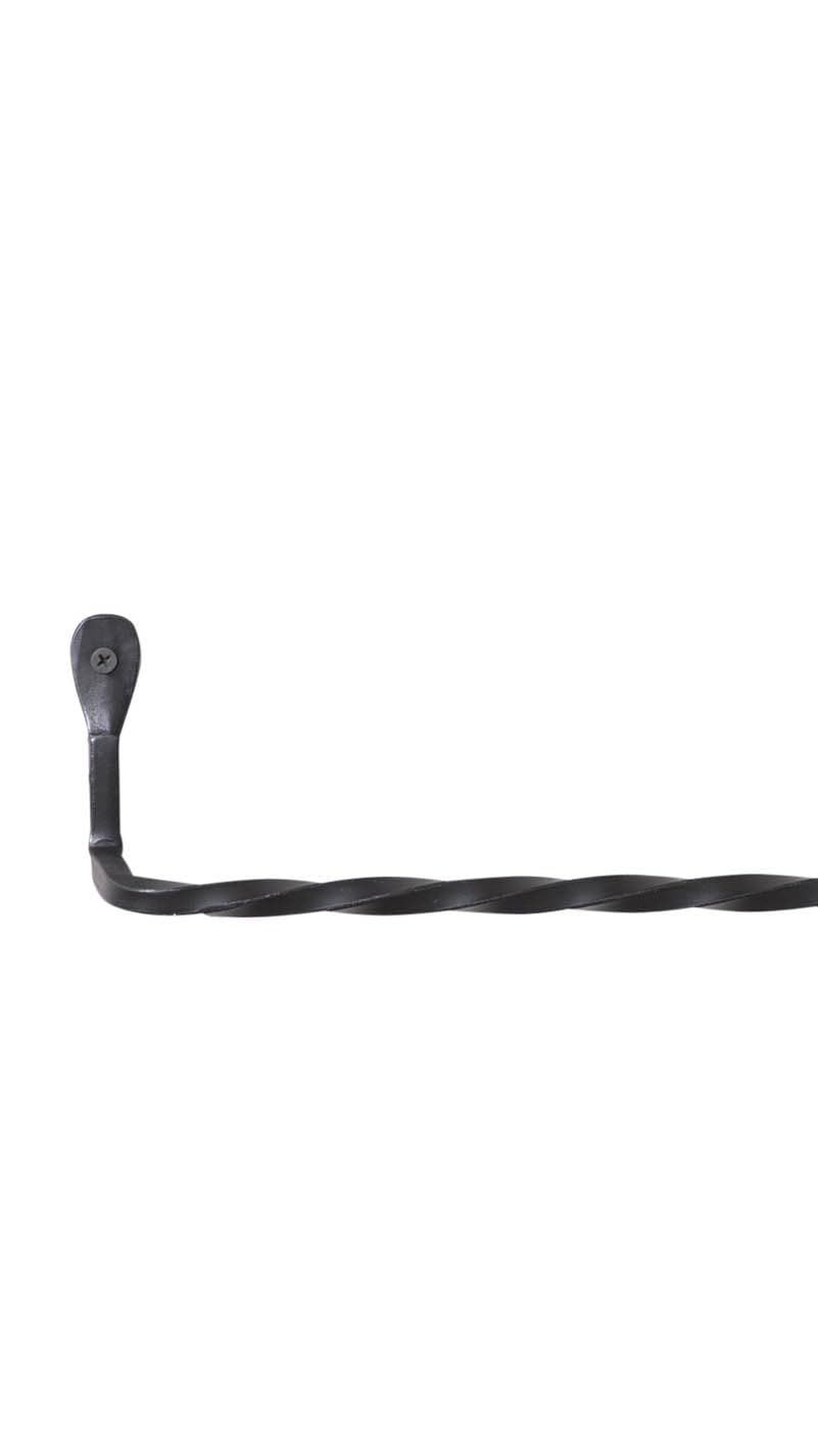 Hand Forged Wrought Iron Towel Bar and Toilet Paper Holder Set - Wall Mounted Bathroom Organizer for Rustic Farmhouse Decor