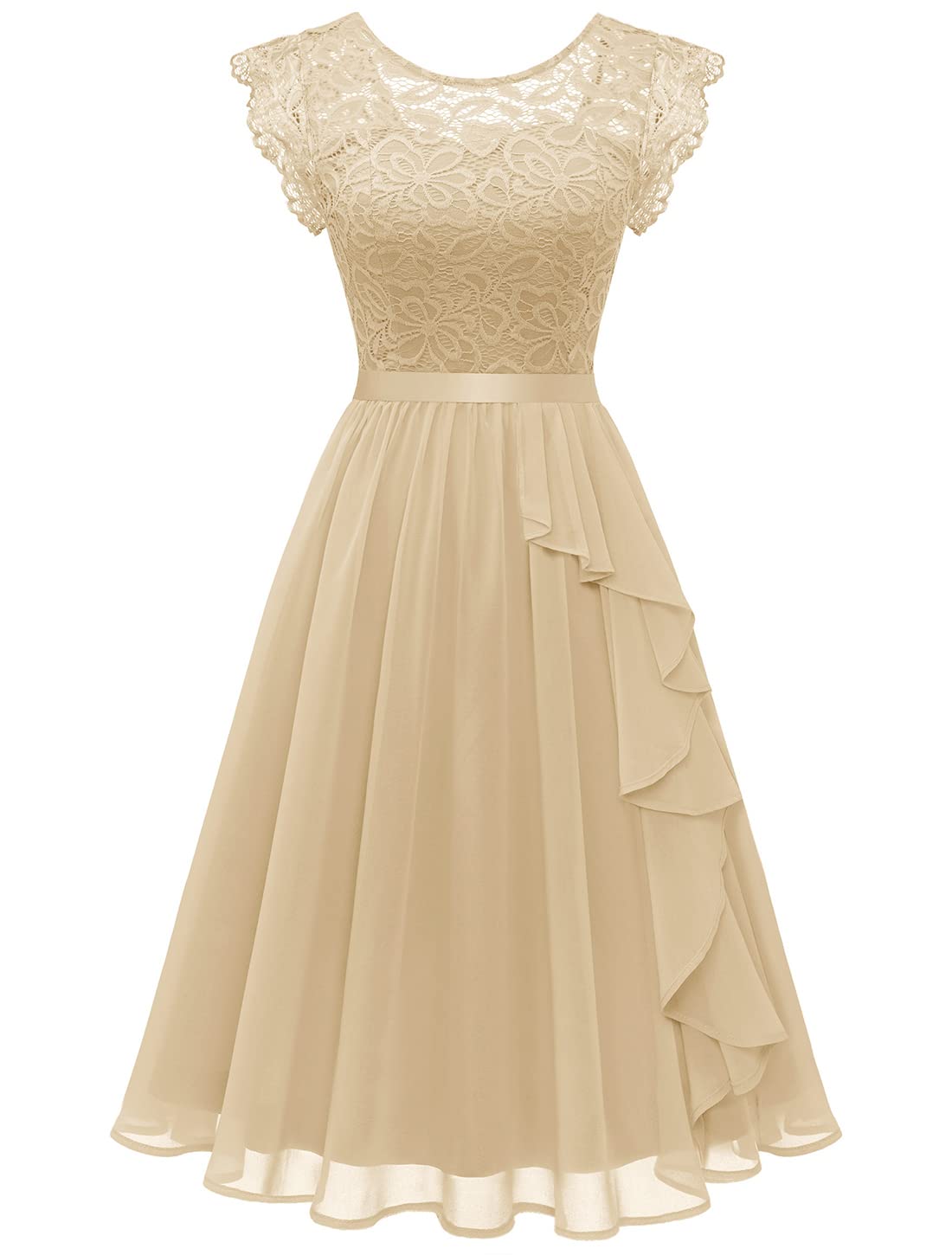 Wedtrend Women's Flutter Sleeve Short Prom Dress - Floral Lace Chiffon Bridesmaid Dress for Summer Weddings & Special Occasions | Perfect for Beach Weddings, Garden Parties & Formal Events