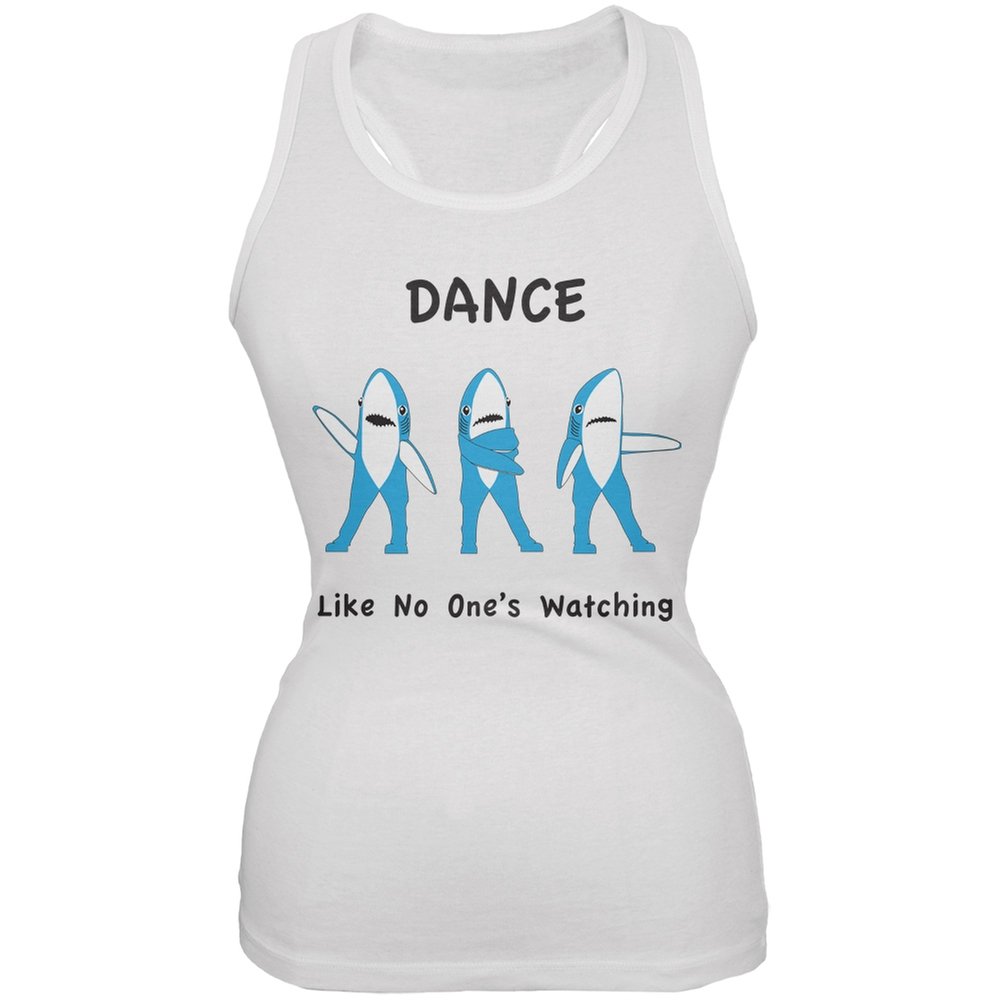 Halftime Left Shark Dancing White Juniors Soft Tank Top - Large | Comfortable & Fun Dancewear for Cheerleading, Cosplay & Casual Wear