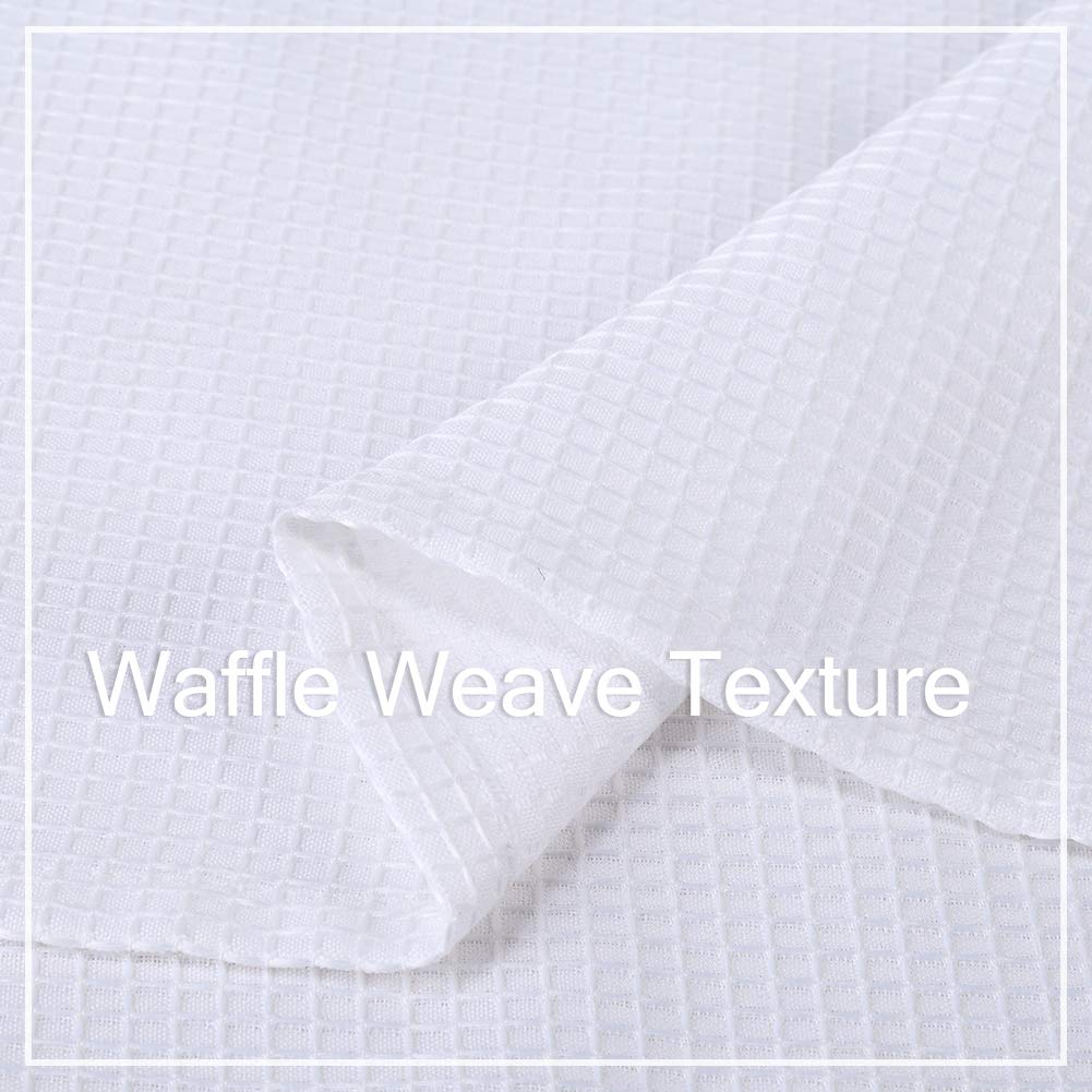 CAROMIO 36 Inch Waffle Woven Textured Cafe Curtains - Short Tier Kitchen Window Treatments for Bathroom & Cafe Decor, White - Perfect for Farmhouse Style Homes & Cozy Coffee Shops