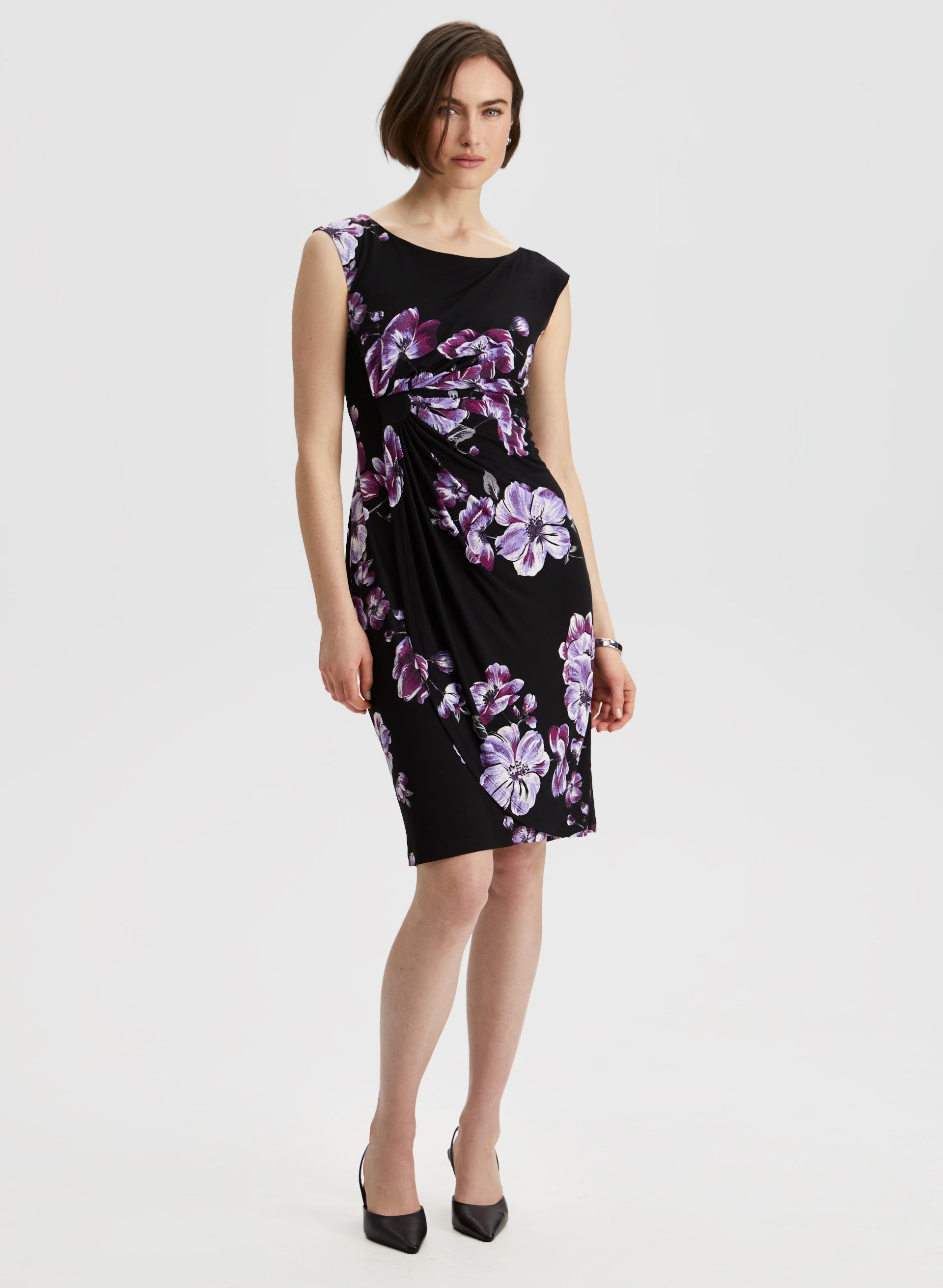 Floral Print Pleated Dress for Women - Elegant Summer Midi Dress with Ruffle Sleeves | Perfect for Weddings, Parties & Office Wear