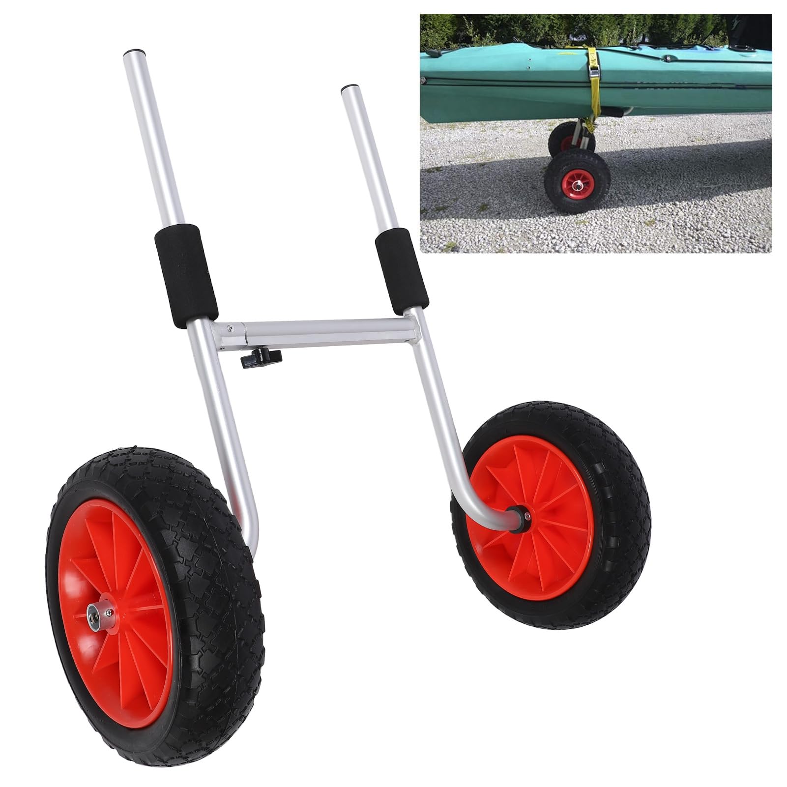 **ASixxSix Foldable Aluminum Kayak Cart with Airless Tires – Adjustable Canoe Carrier Dolly for Easy Transport | Perfect for Beach, Lake & Outdoor Adventures**