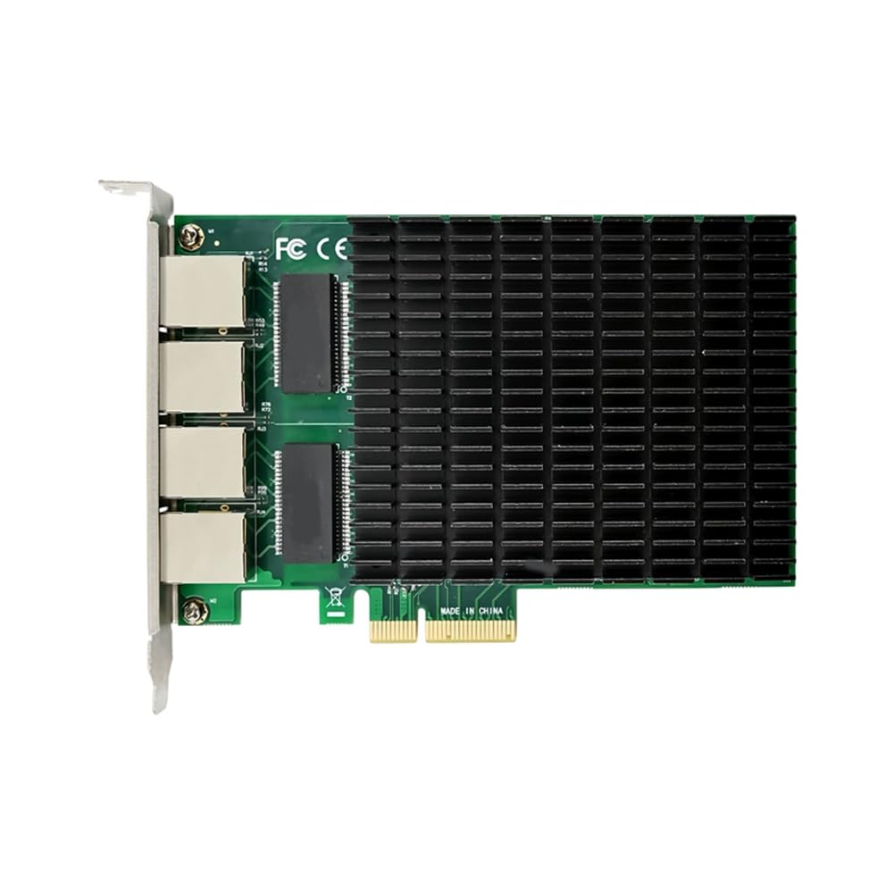 Asinfter 1Set PCI-E X4 Gigabit 4-Port Server Network Card - I210-T4 RJ45 Ethernet NIC for Industrial PC, Camera Vision & Server Applications - High-Speed Data Transfer for Workstations, Surveillance Systems & Network Servers