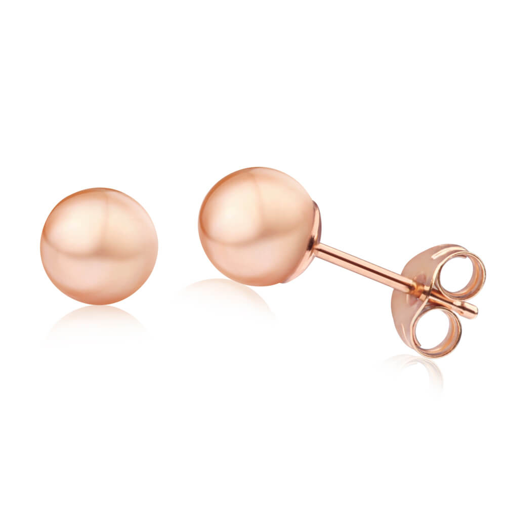 9ct Rose Gold 5mm Ball Stud Earrings - Elegant Minimalist Jewelry for Women - Perfect for Everyday Wear, Date Nights & Special Occasions