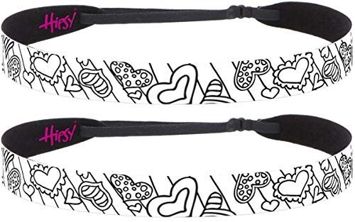 Adjustable No-Slip Hipsy Coloring Headbands for Kids & Adults - Valentine's Day Hearts & Stripes 2-Pack | Perfect for Arts & Crafts, DIY Activities, and Holiday Celebrations