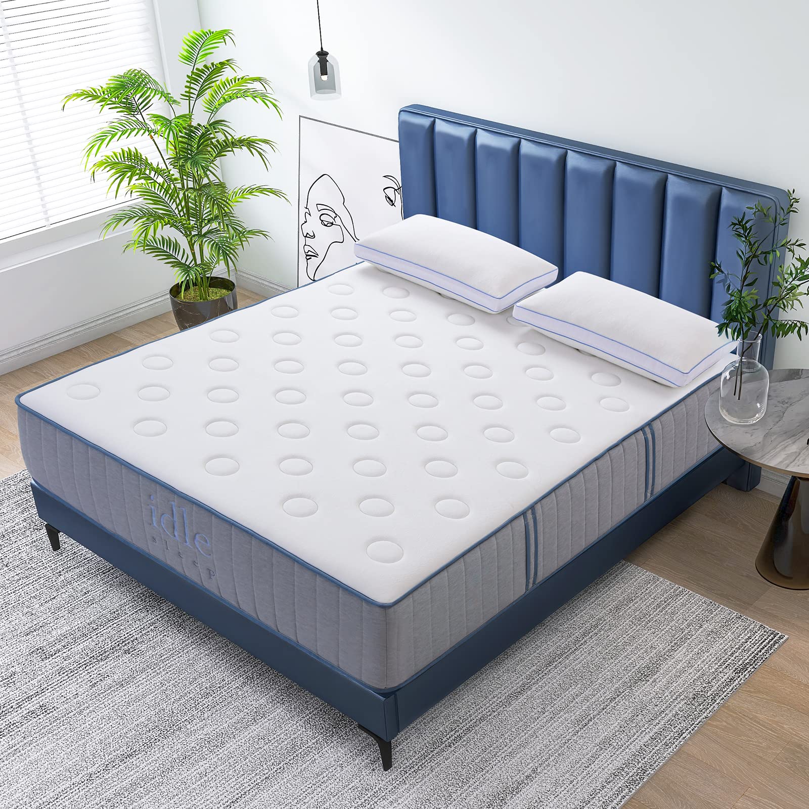 14 Inch Hybrid Cooling Memory Foam & Innerspring Mattress - CertiPUR-US Certified, Breathable Hypoallergenic Bed in a Box, Medium Firm Pressure Relief for Back & Side Sleepers - Perfect for Guest Rooms, Dorms & Apartments