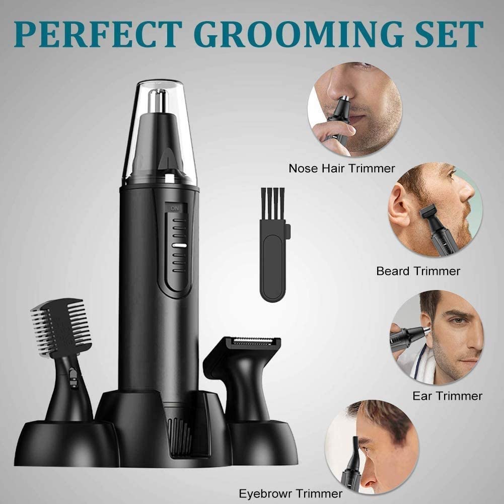 Professional Painless Nose Hair Trimmer for Men & Women - Waterproof Dual Edge Blades, 3-in-1 Ear Nose Eyebrow & Facial Grooming Kit (Black) | Perfect for Travel, Home & Personal Care Routine