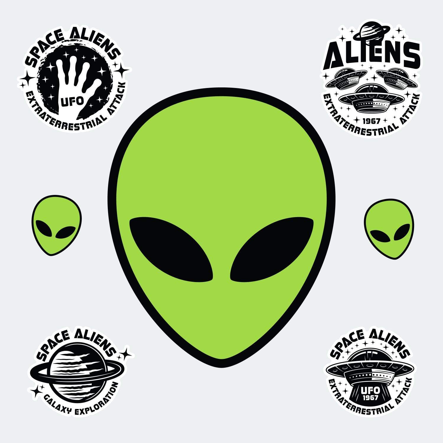 Alien Martian Peel and Stick Wall Decals - Large Removable Space Theme Stickers for Kids Room Decor, Nursery, Playroom & Bedroom - Easy to Apply & Remove