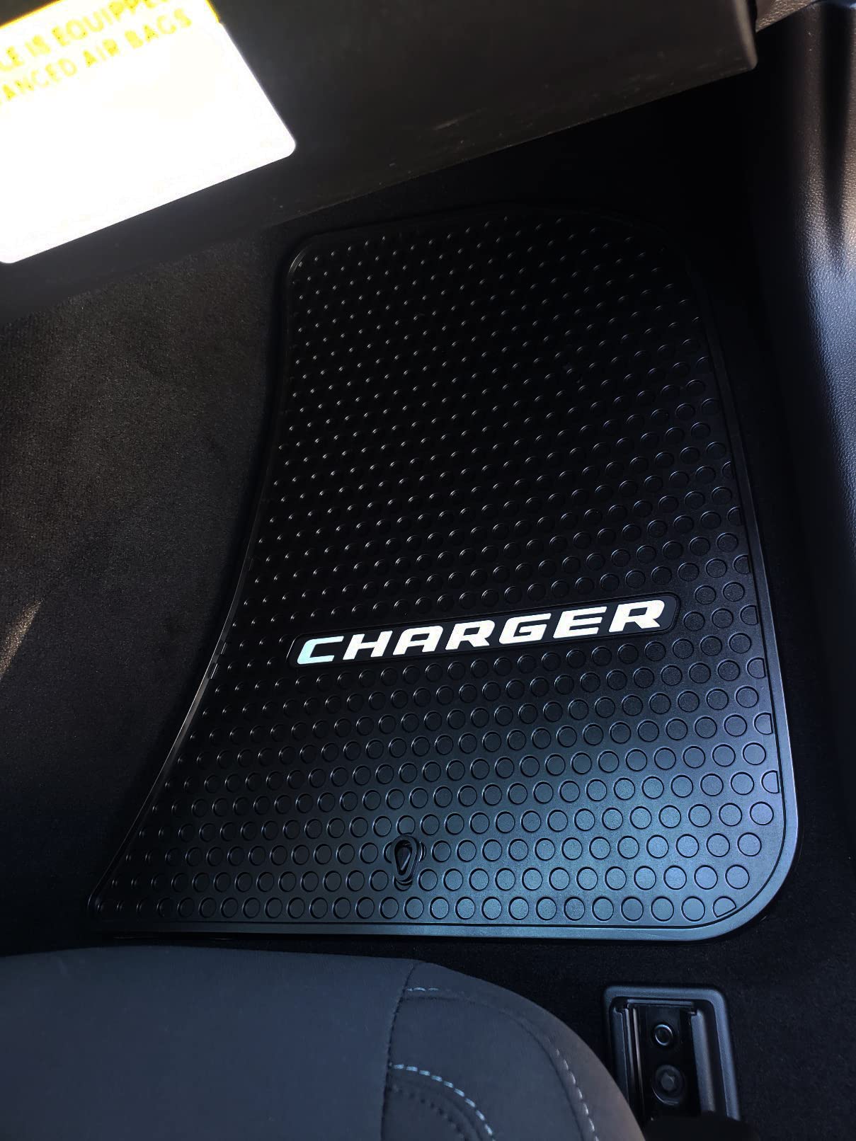 Lloyd Mats Custom-Fit All-Weather Rubber Floor Mats for Dodge Charger RWD 2011-2023 - Silver Charger Word (2PC - Front, Black) | Durable Car Floor Protection for Winter, Rain & Mud | Perfect for Daily Commute & Road Trips