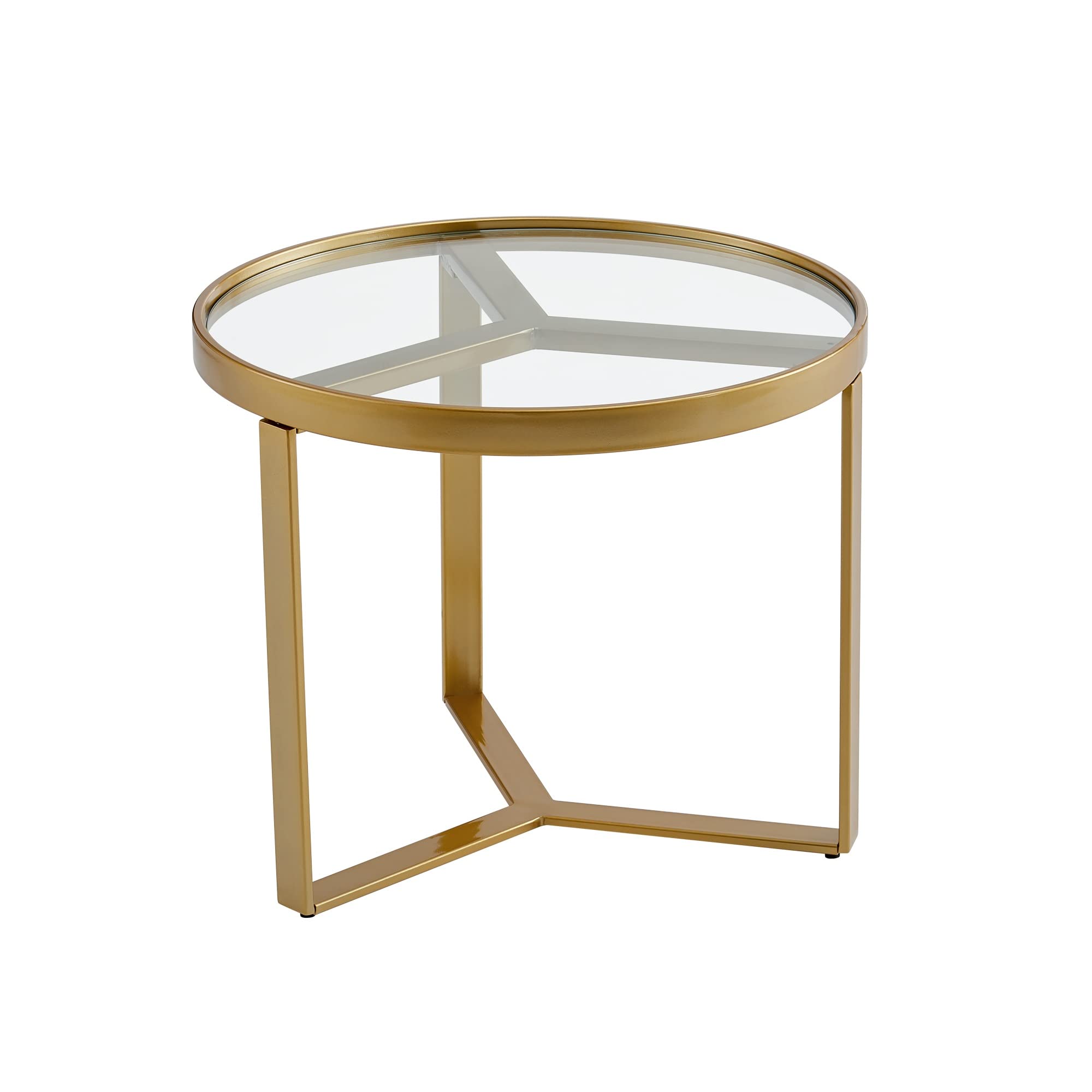 Modern Round Coffee Table with Golden Metal Frame & Tempered Glass Top - Stylish Living Room Furniture for Small Spaces, Apartments & Home Decor