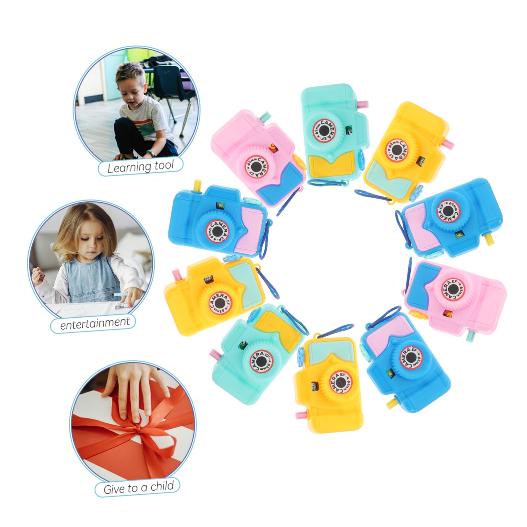 BCOATH 10-Piece Kids Pretend Play Camera Toy Set - Mini Projection Camera with Room Decor for Children's Imaginative Play | Perfect for Birthday Gifts & Role-Playing Games