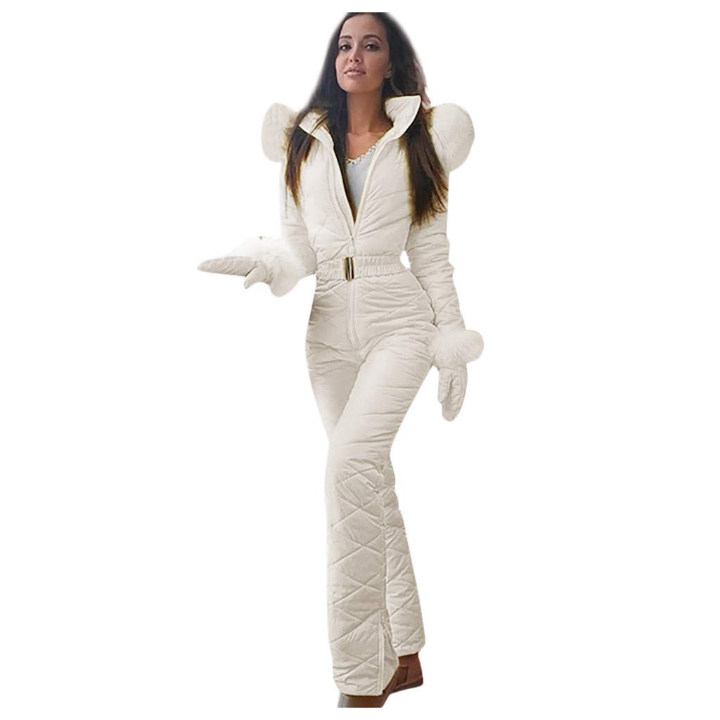 Women's Vintage Ski Suit - Winter Warm Snowsuit with Thickened Fur Collar for Outdoor Sports & Skiing | Perfect for Ski Resorts, Snowboarding & Cold Weather Adventures