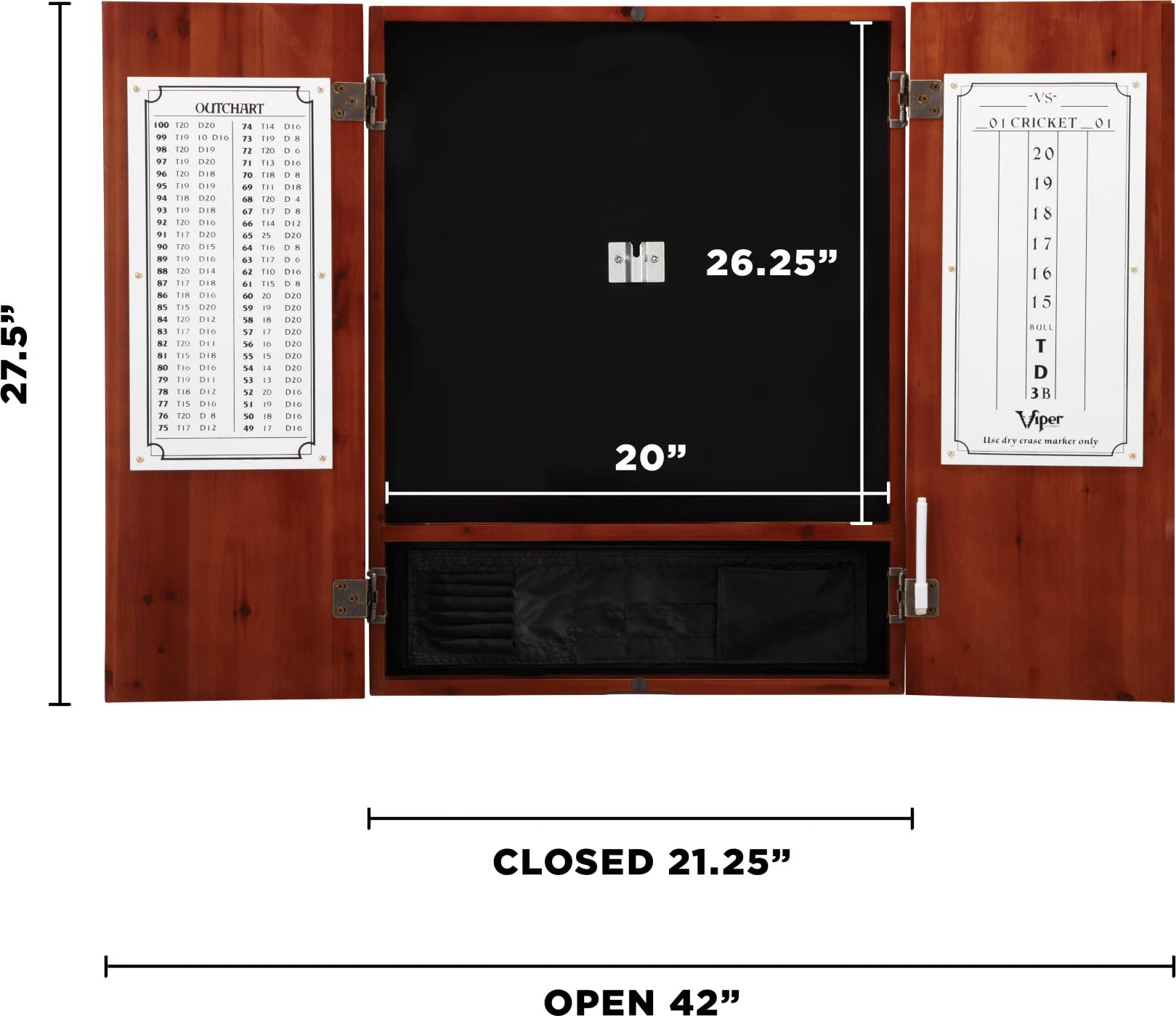 Premium Viper Dead On Professional Sisal Dartboard with Cabinet - Metropolitan Cinnamon Finish | Includes Shadow Buster LED Dartboard Lights & Laser Throw Line Marker | Perfect for Home Game Rooms, Bars, and Professional Dart Tournaments