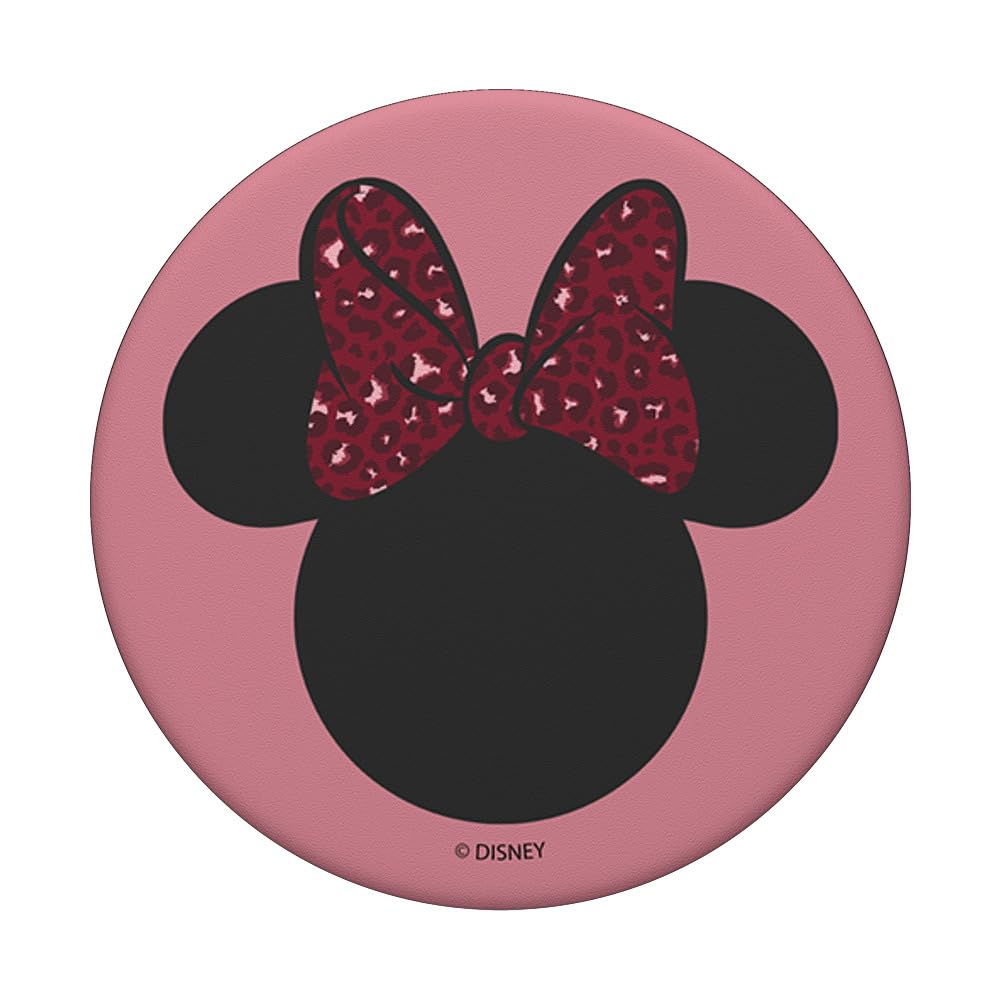 Disney Mickey and Friends Minnie Mouse Pink Leopard Print Bow PopSockets PopGrip - Standard Phone Grip & Stand for iPhone, Samsung, Smartphones - Perfect for Selfies, Video Calls, and Hands-Free Use