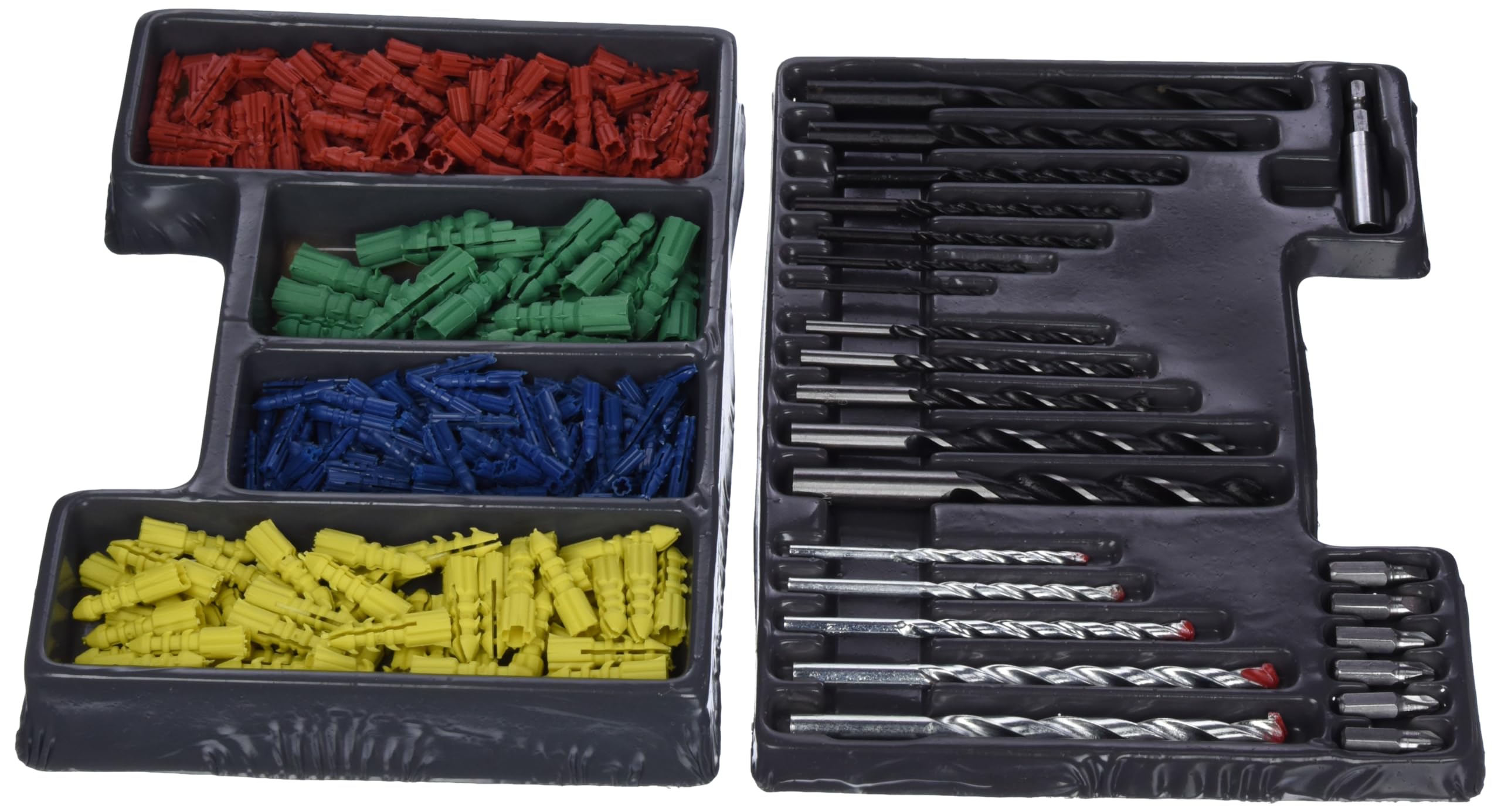 300-Piece Drill Bit and Wall Plug Set - High-Speed Steel Masonry & Concrete Drill Bits with Plastic Anchors - Perfect for DIY Home Improvement, Furniture Assembly, and Wall Mounting Projects