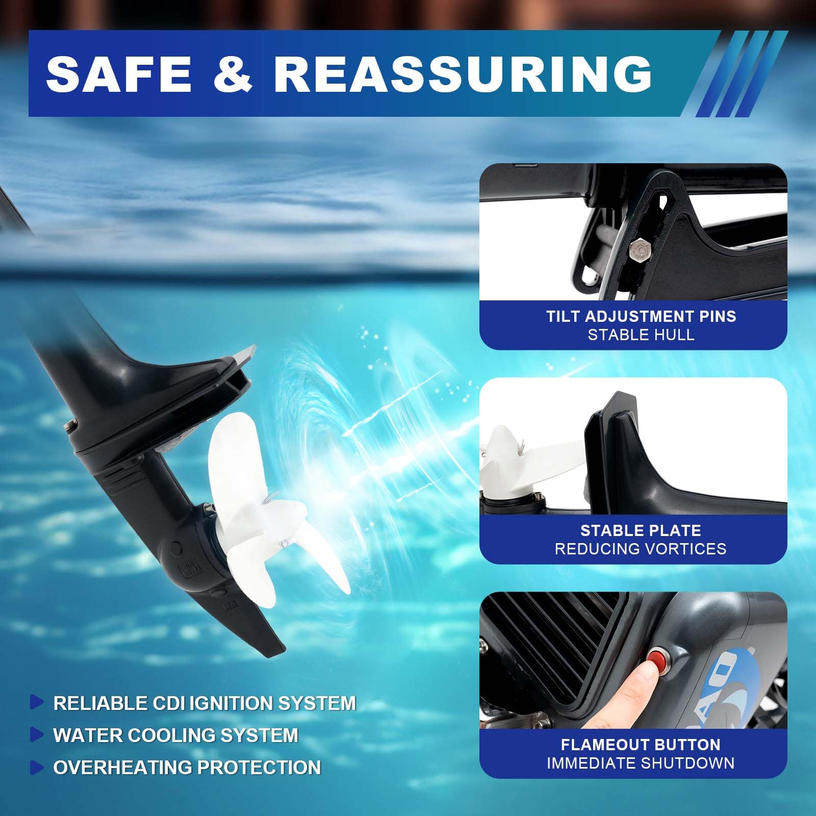 3.5HP 2 Stroke Outboard Boat Motor - TBVECHI Lightweight Marine Engine with CDI Ignition & Water Cooling System - Perfect for Fishing Boats, Small Watercraft & Recreational Boating