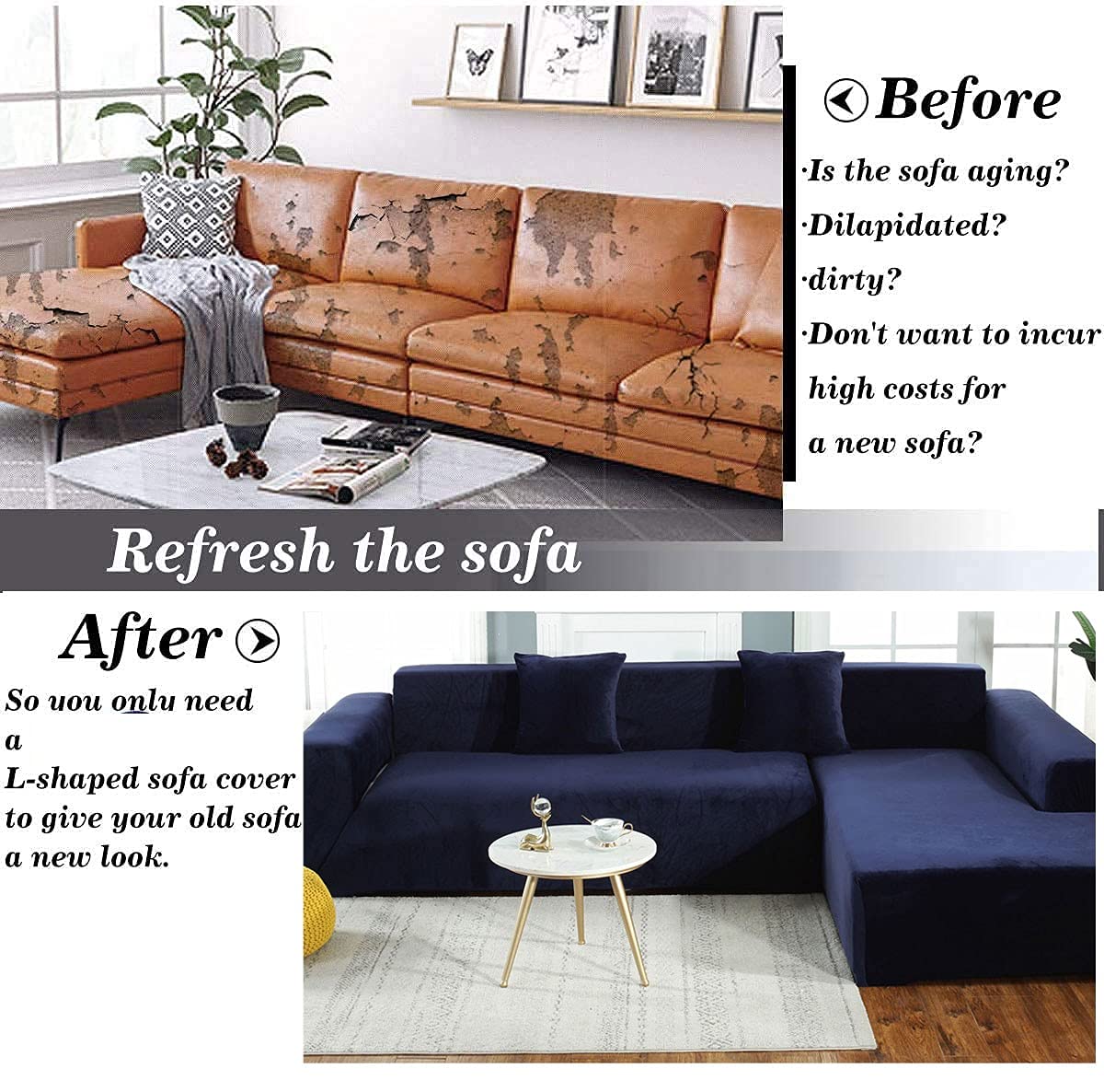 Stretchable L-Shaped Sectional Sofa Slipcover - Jacquard Fabric Pet & Kid Friendly Couch Cover for 1-4 Cushions - Orange Living Room Furniture Protector for Pets, Kids & Everyday Use