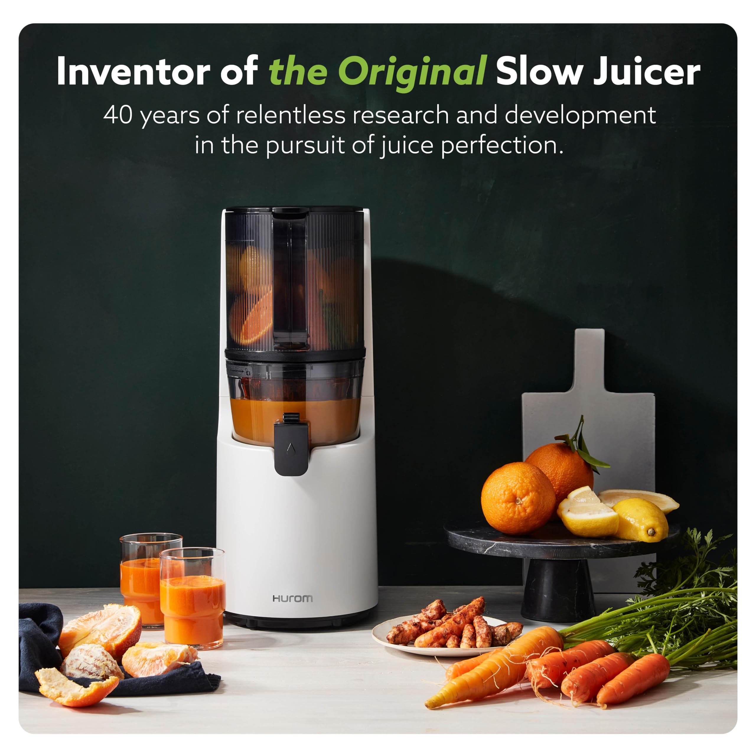 Hurom H-200 Slow Juicer - Electric Cold Press Juicer Machine with Wide Feeding Chute for Whole Fruits & Vegetables - BPA Free, Easy to Clean & Assemble - Perfect for Healthy Juices, Smoothies & Baby Food at Home