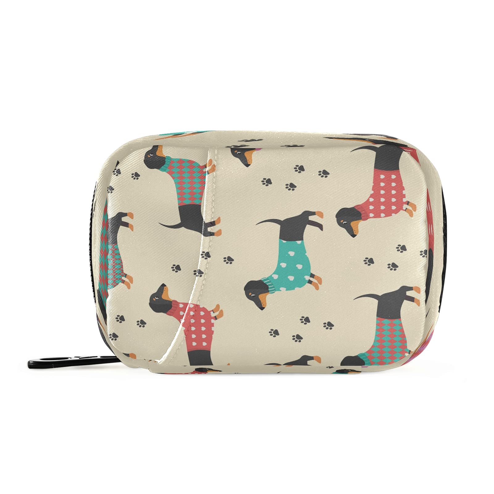Funny Dachshund Dog Travel Medicine Organizer - Compact Portable Pill Case for Vitamins & Supplements | 7-Day Zippered Pill Box for Travel, Family & Business | Perfect for Vacations, Daily Medication & On-the-Go Lifestyle