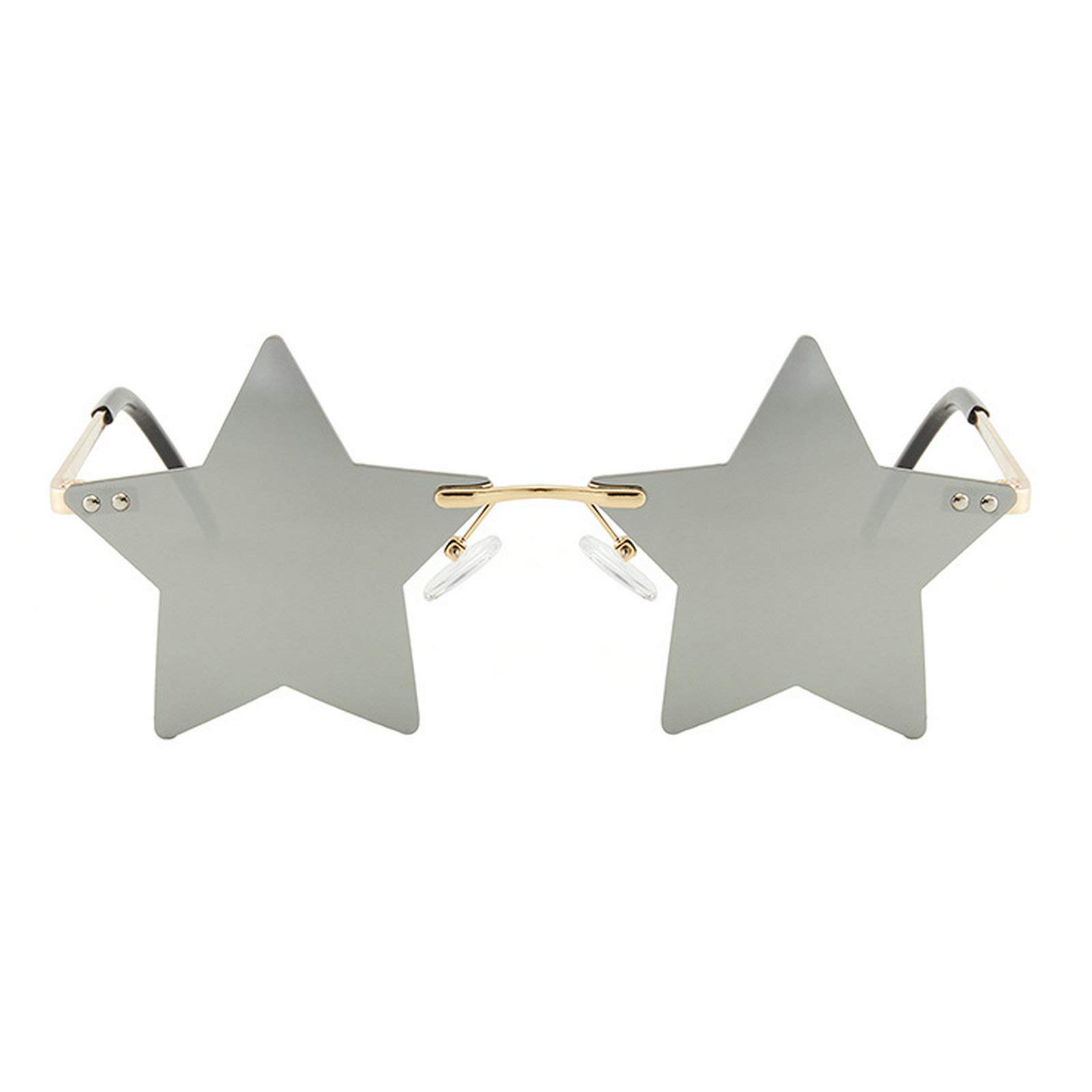 Stylish Rimless Star-Shaped Sunglasses for Women & Men - Transparent UV Protection Party Glasses - Trendy Pentagram Eyewear for Festivals, Cosplay, and Fashion Accessories