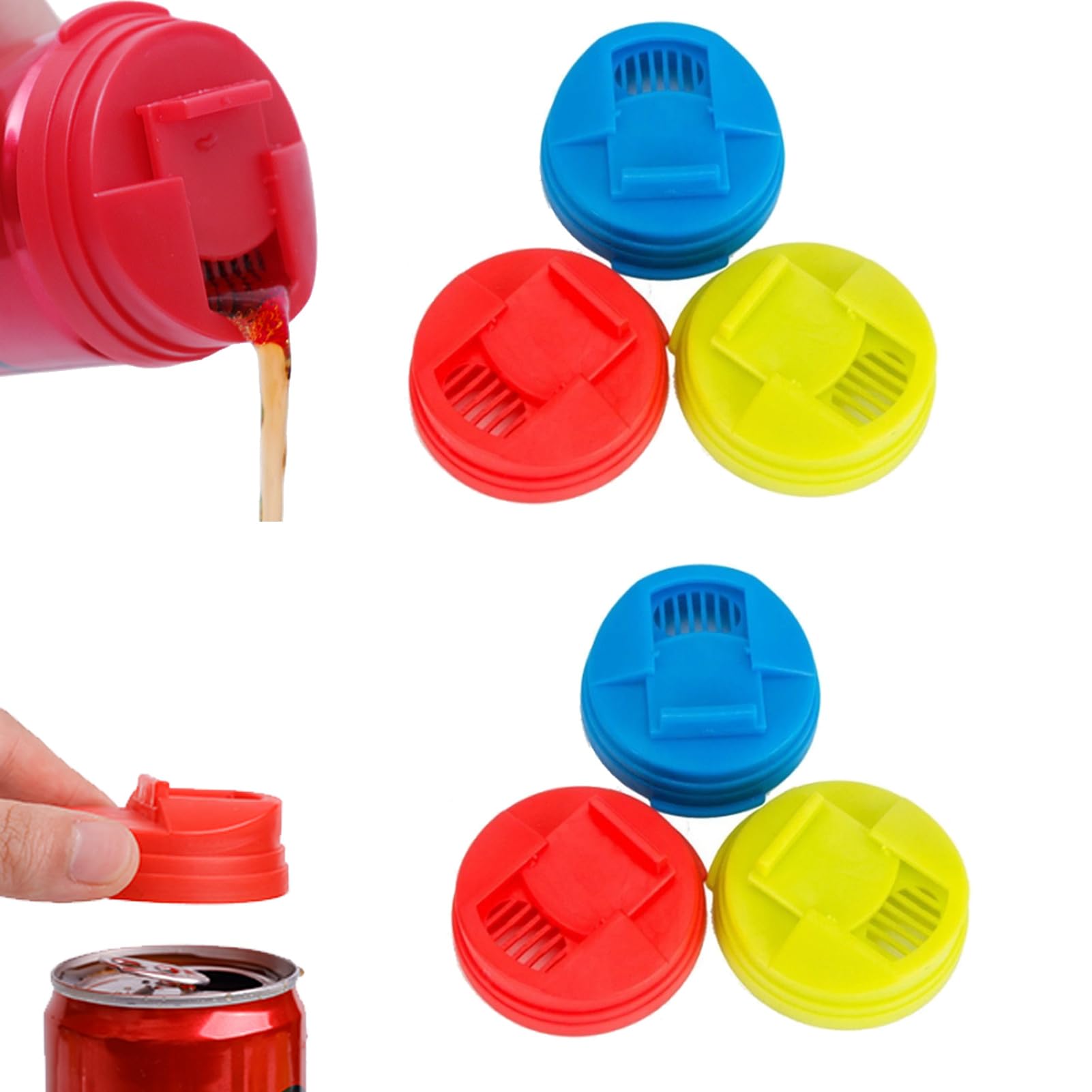 Reusable Soda Can Covers & Lids - 6pcs Round Protectors for Soda, Cola & Beer Cans (2.4 Inch) - Perfect for Parties, BBQs, Outdoor Events & Keeping Drinks Fresh